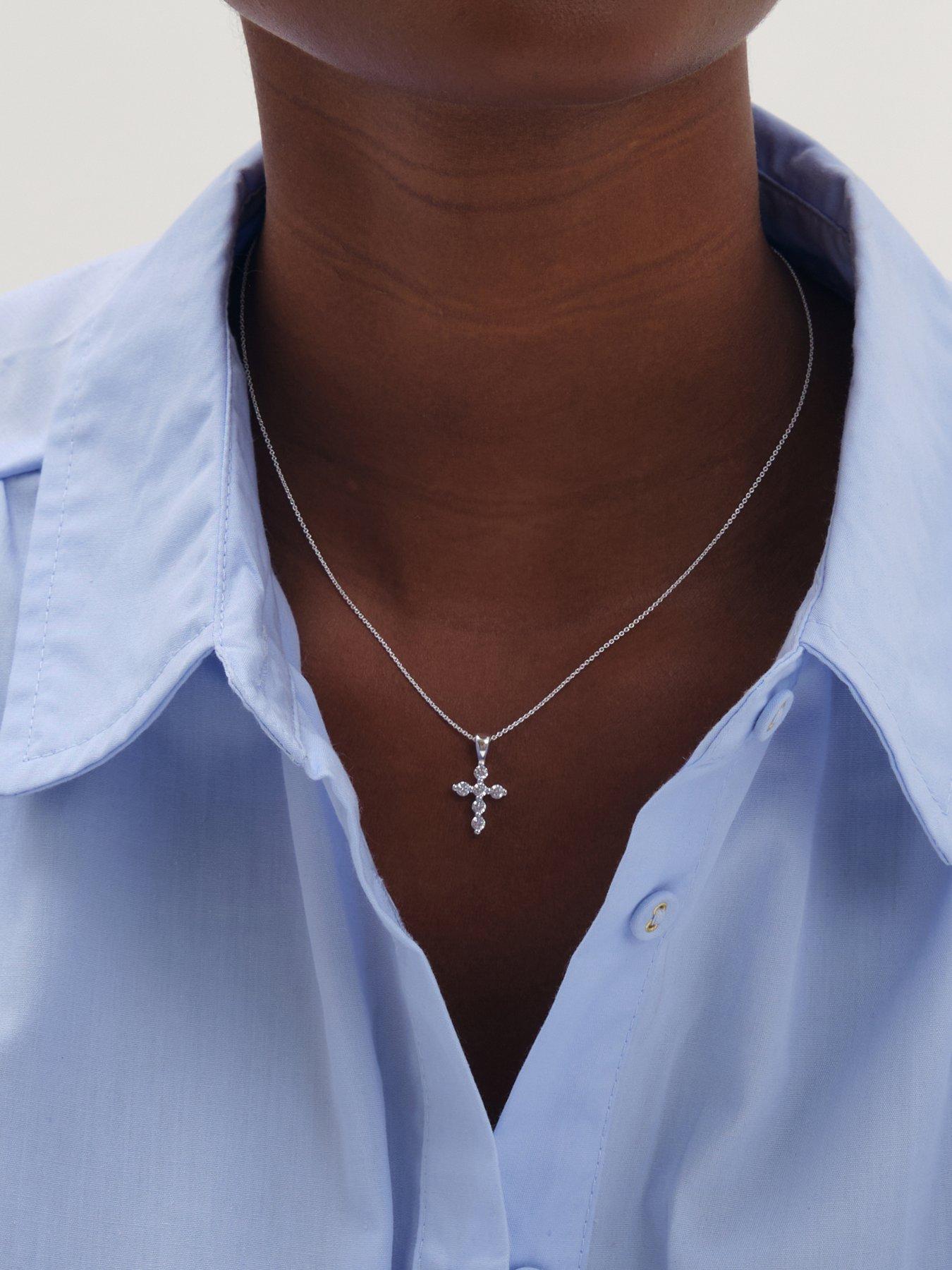 Image 2 of 3 of Simply Silver 925 Sterling Silver Cubic Zirconia Cross Necklace
