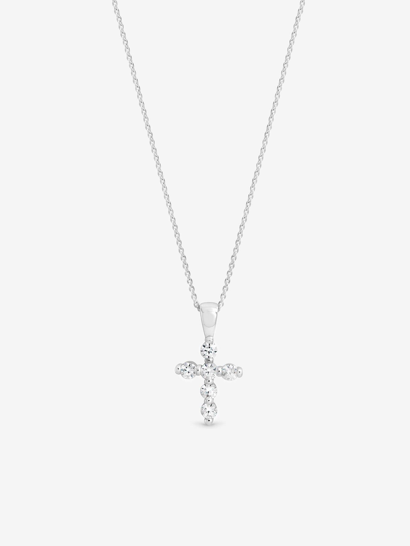 Image 3 of 3 of Simply Silver 925 Sterling Silver Cubic Zirconia Cross Necklace