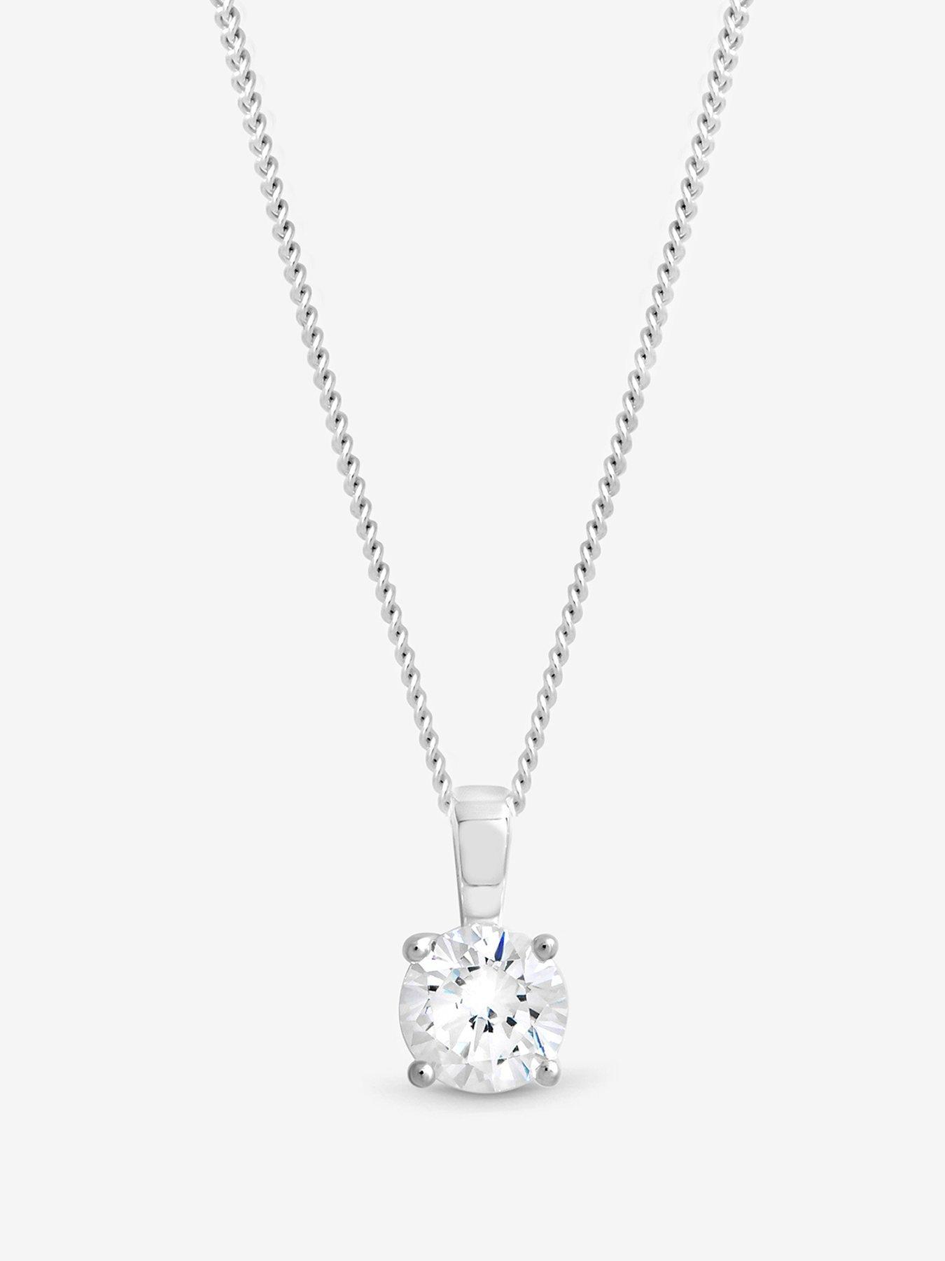 Jon Richard Simply Silver 925 Sterling Silver Cubic Zirconia Solitaire Pendant - Gift Pouch