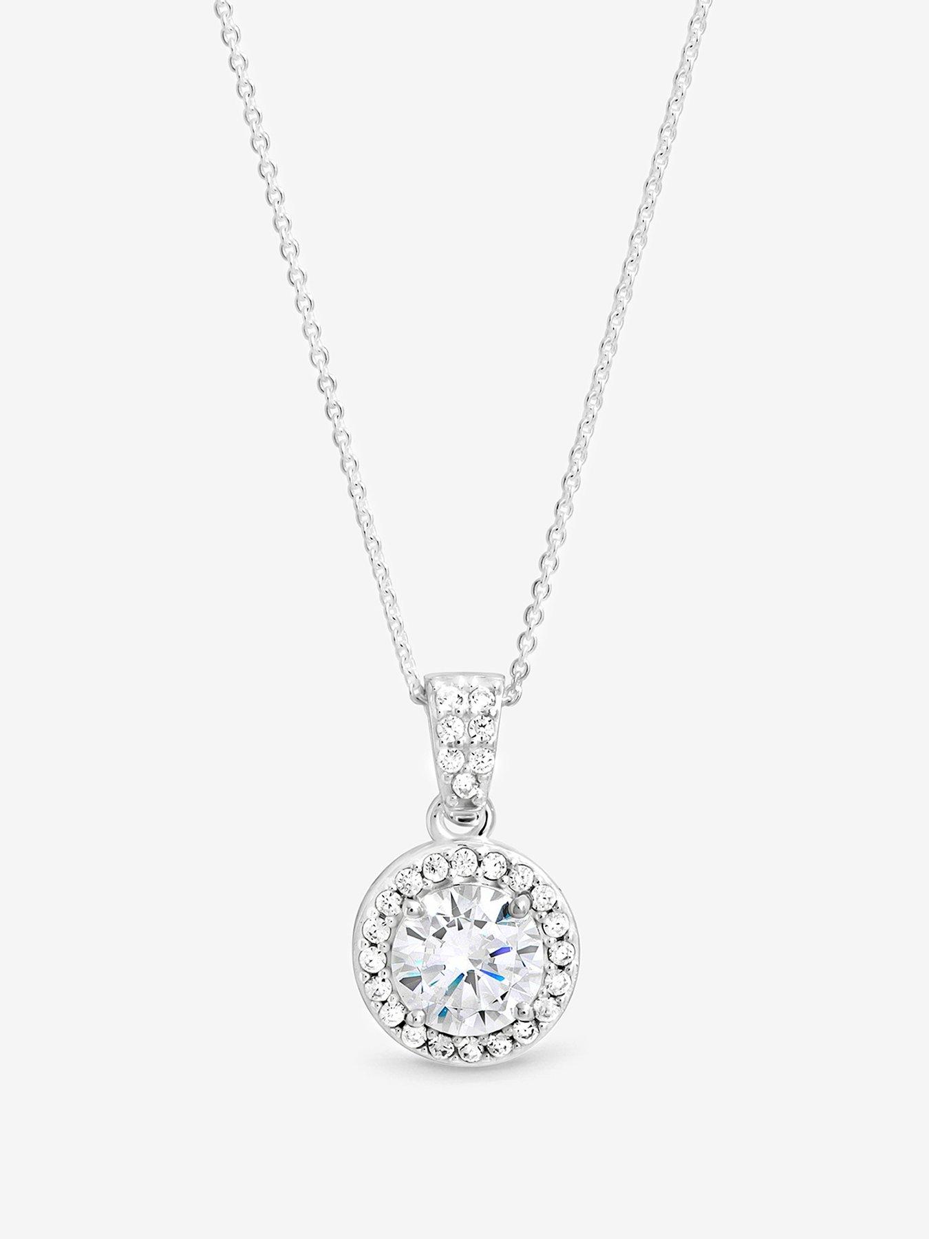 Image 1 of 3 of Jon Richard Simply Silver 925 Sterling Silver Clara Halo Pendant - Gift Pouch