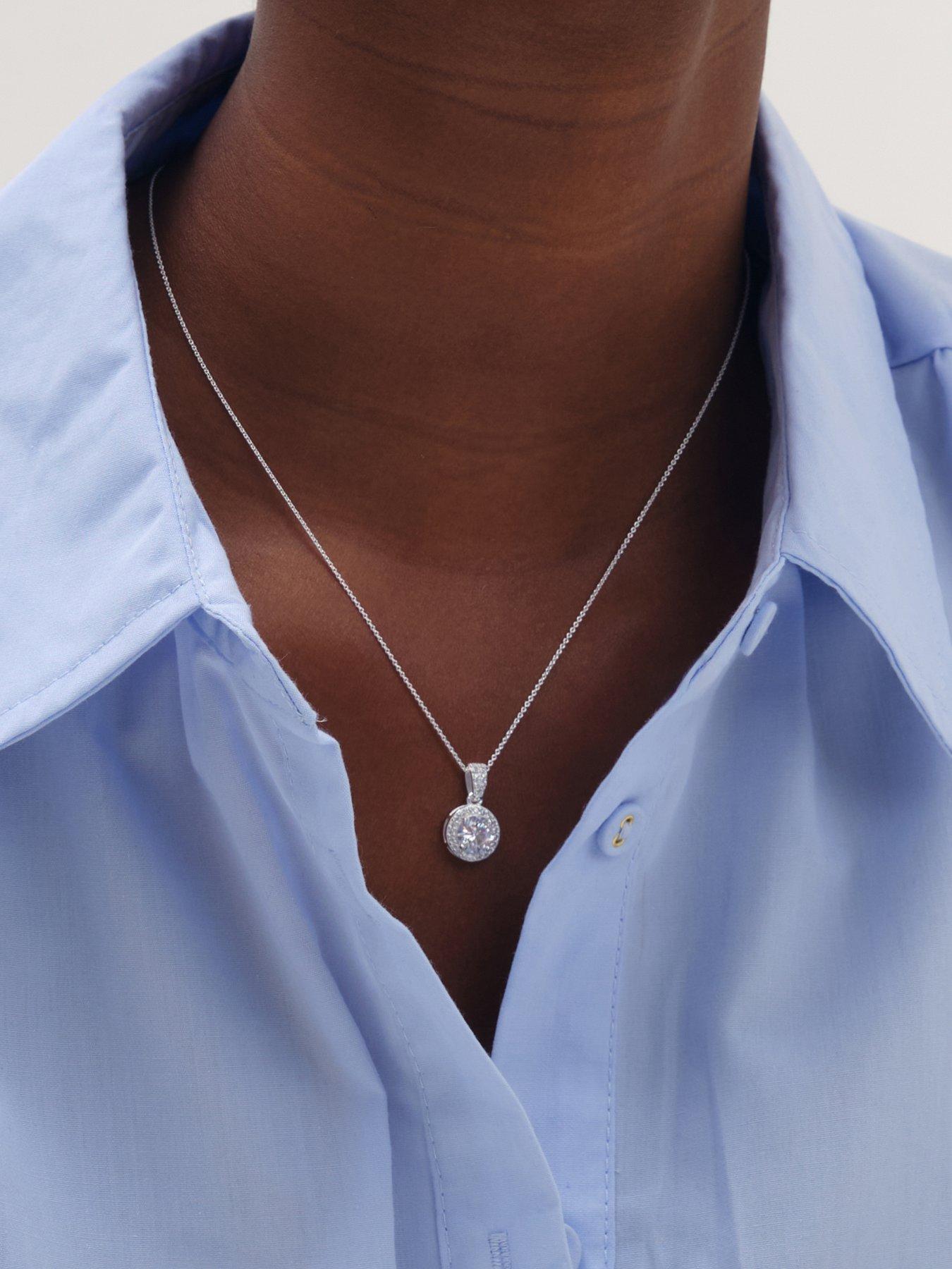 Image 2 of 3 of Jon Richard Simply Silver 925 Sterling Silver Clara Halo Pendant - Gift Pouch