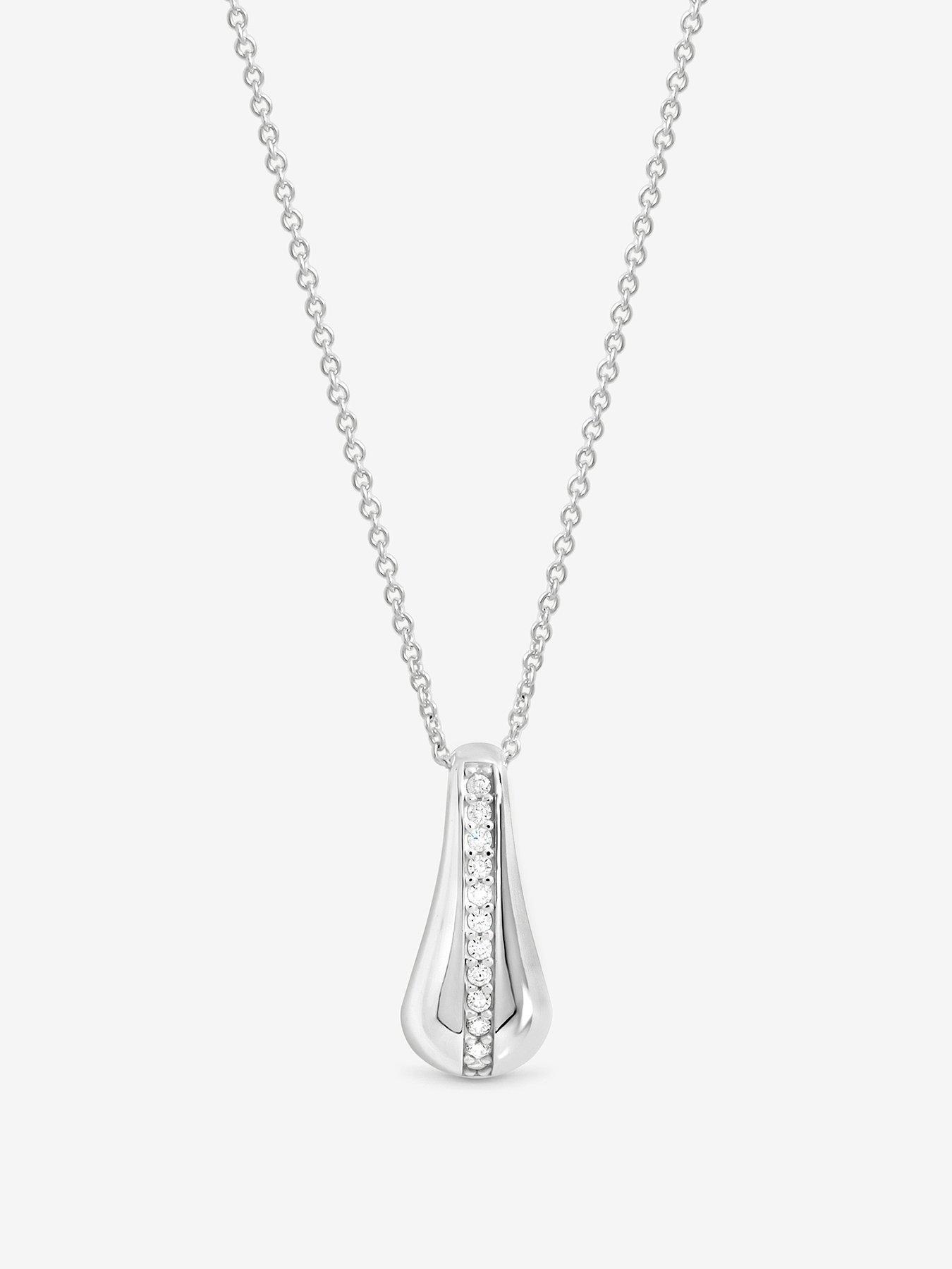 Image 1 of 3 of Jon Richard Simply Silver 925 Sterling Silver Pave Nugget Pendant - Gift Pouch