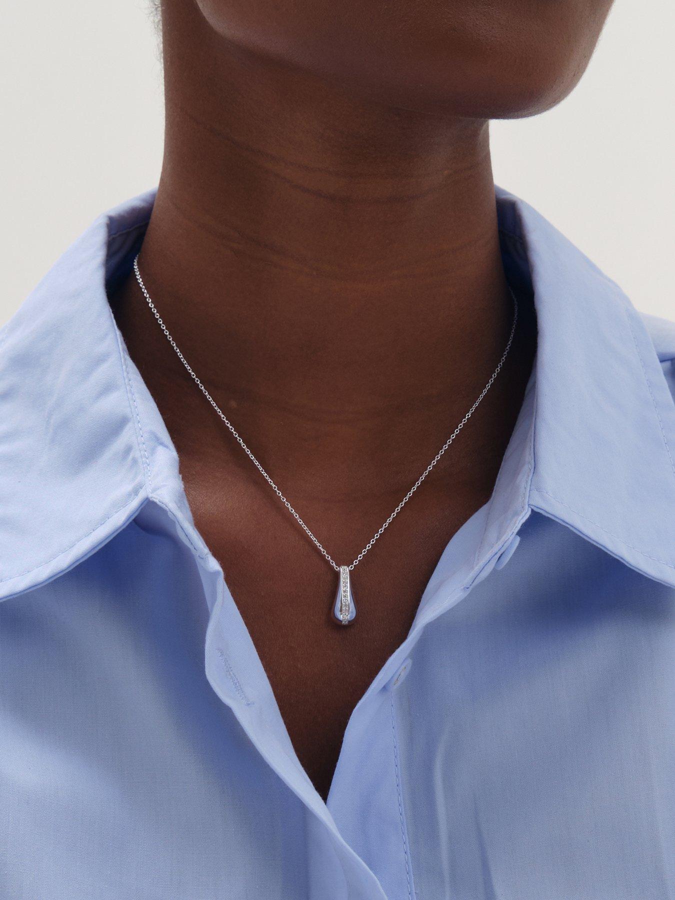 Image 2 of 3 of Jon Richard Simply Silver 925 Sterling Silver Pave Nugget Pendant - Gift Pouch
