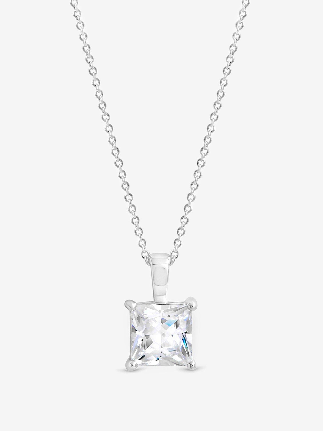 Jon Richard Simply Silver 925 Sterling Silver Princess Cut Pendant - Gift Pouch