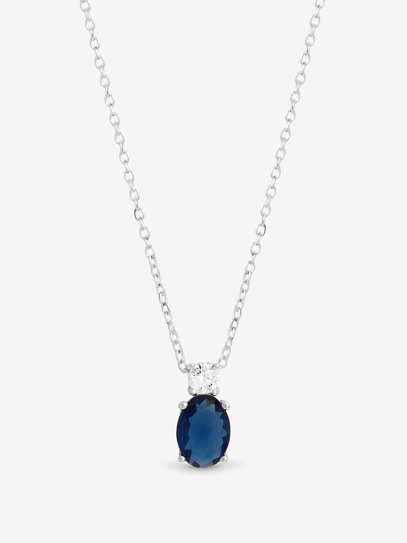 Jon Richard Simply Silver 925 Sterling Silver Sapphire Pendant - Gift Pouch