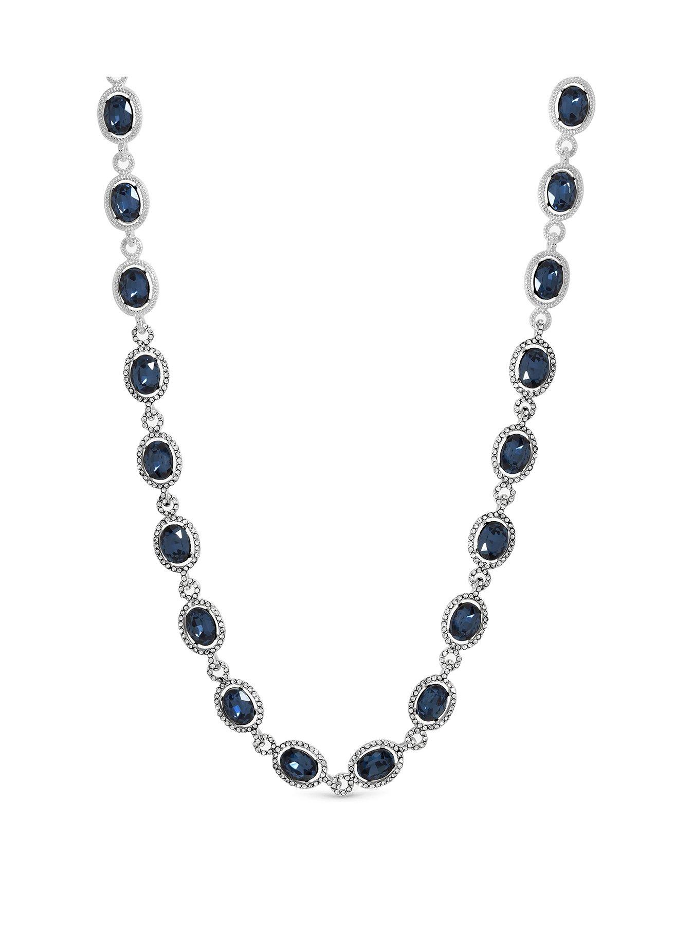 Jon Richard Jon Richard Silver Plated Blue Halo Necklace