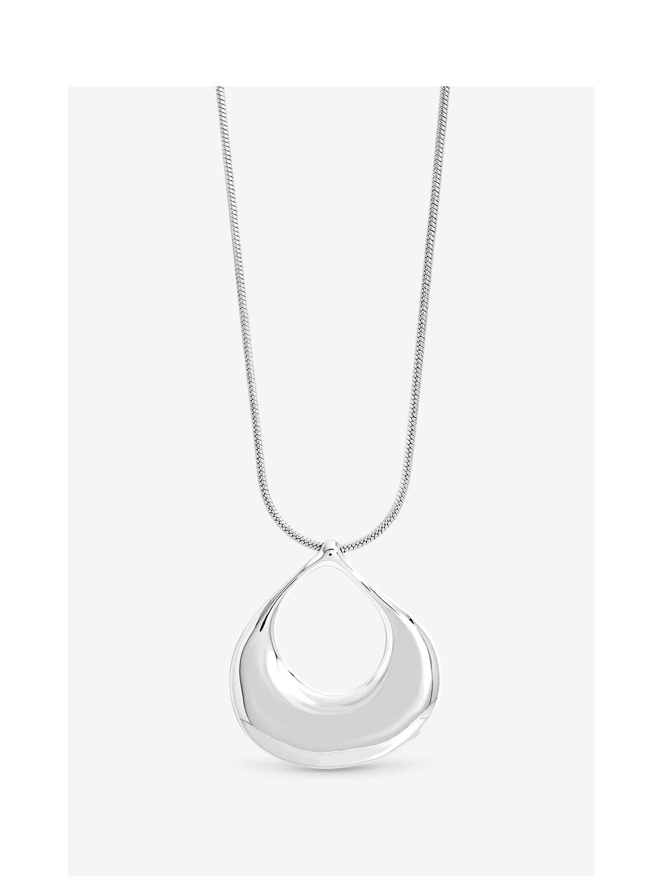 Mood Mood Silver Plated Polished Long Open Drop Pendant