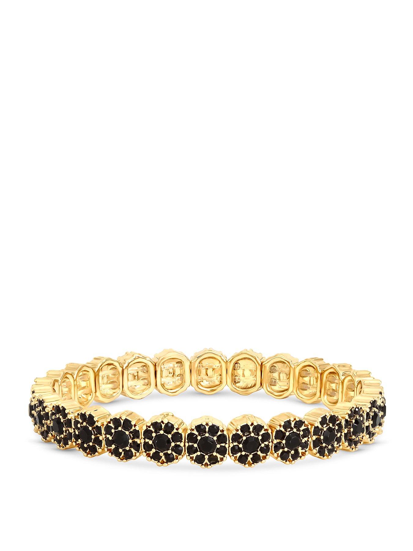 Jon Richard Jon Richard Gold Plated And Jet Stretch Bracelet