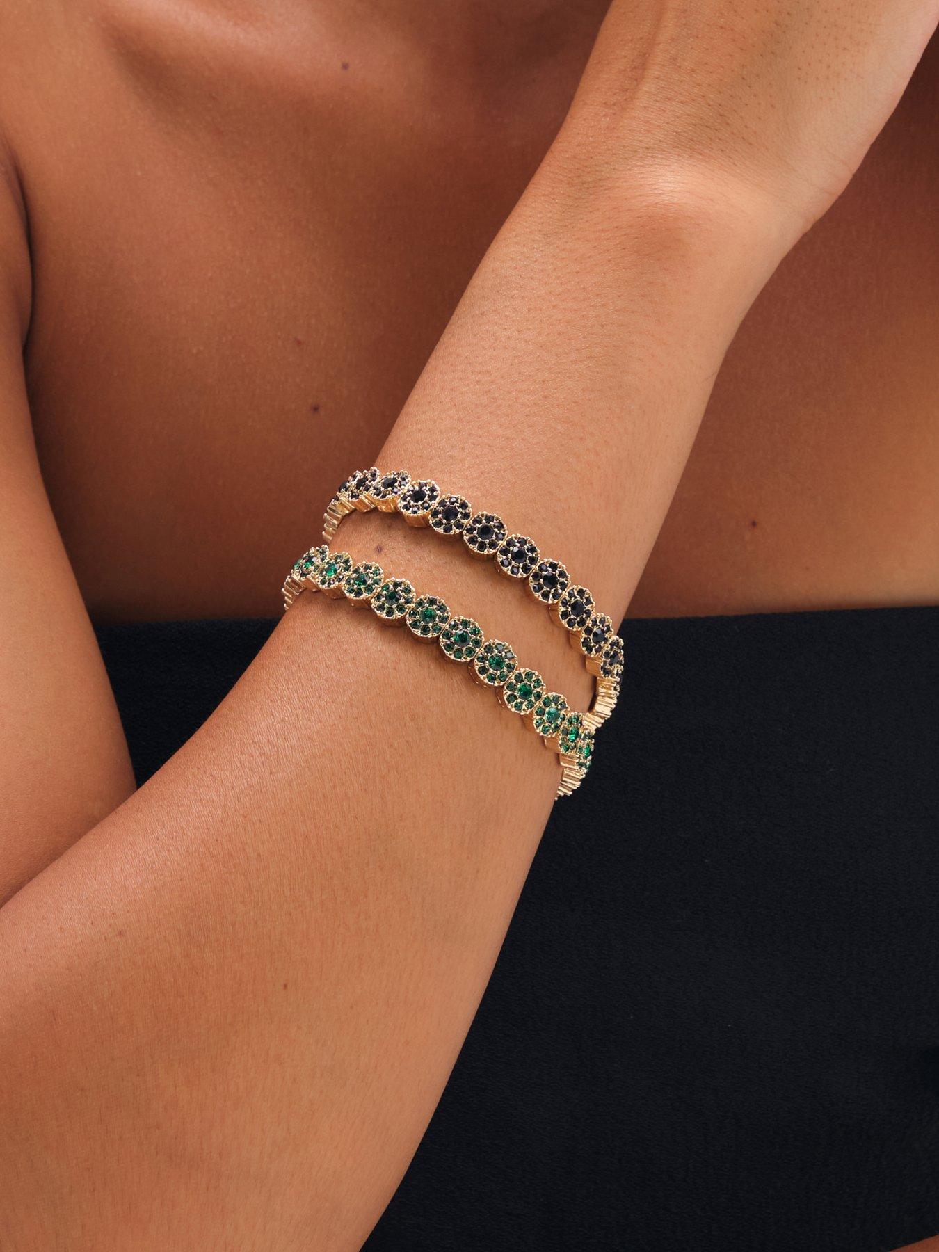 Image 2 of 3 of Jon Richard Gold Plated And Jet Stretch Bracelet