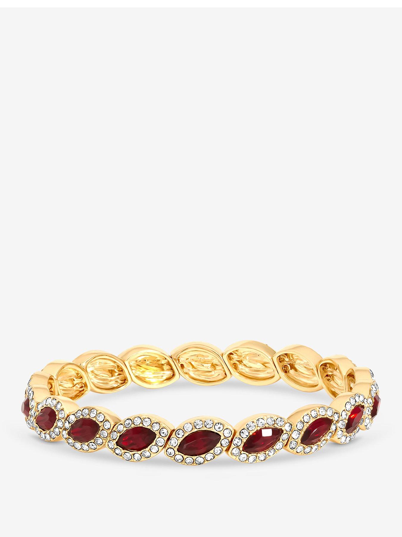 Jon Richard Gold Plated And Ruby Navette Stretch Bracelet