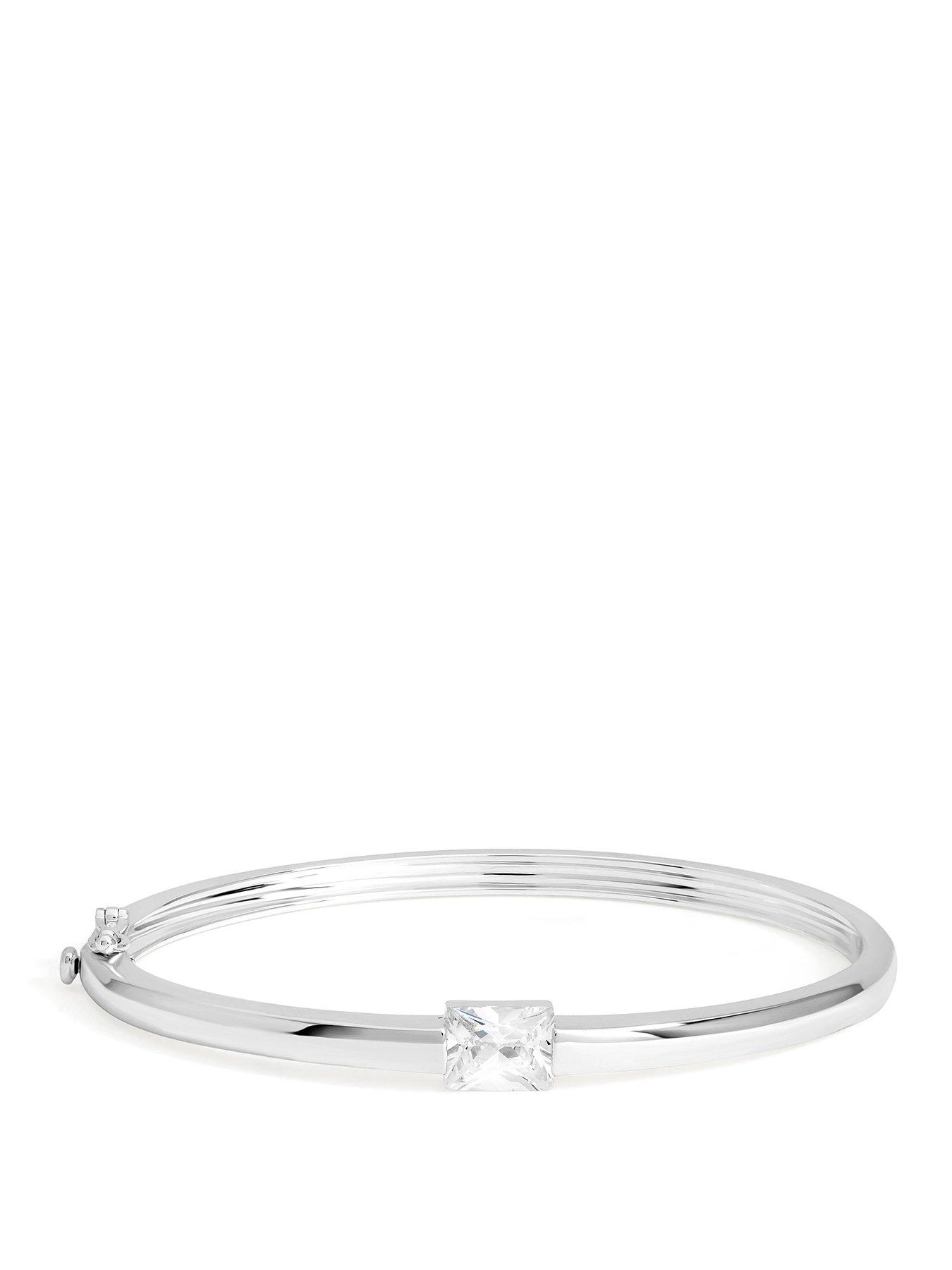Jon Richard Jon Richard Silver Plated And Cubic Zirconia Polished Bangle