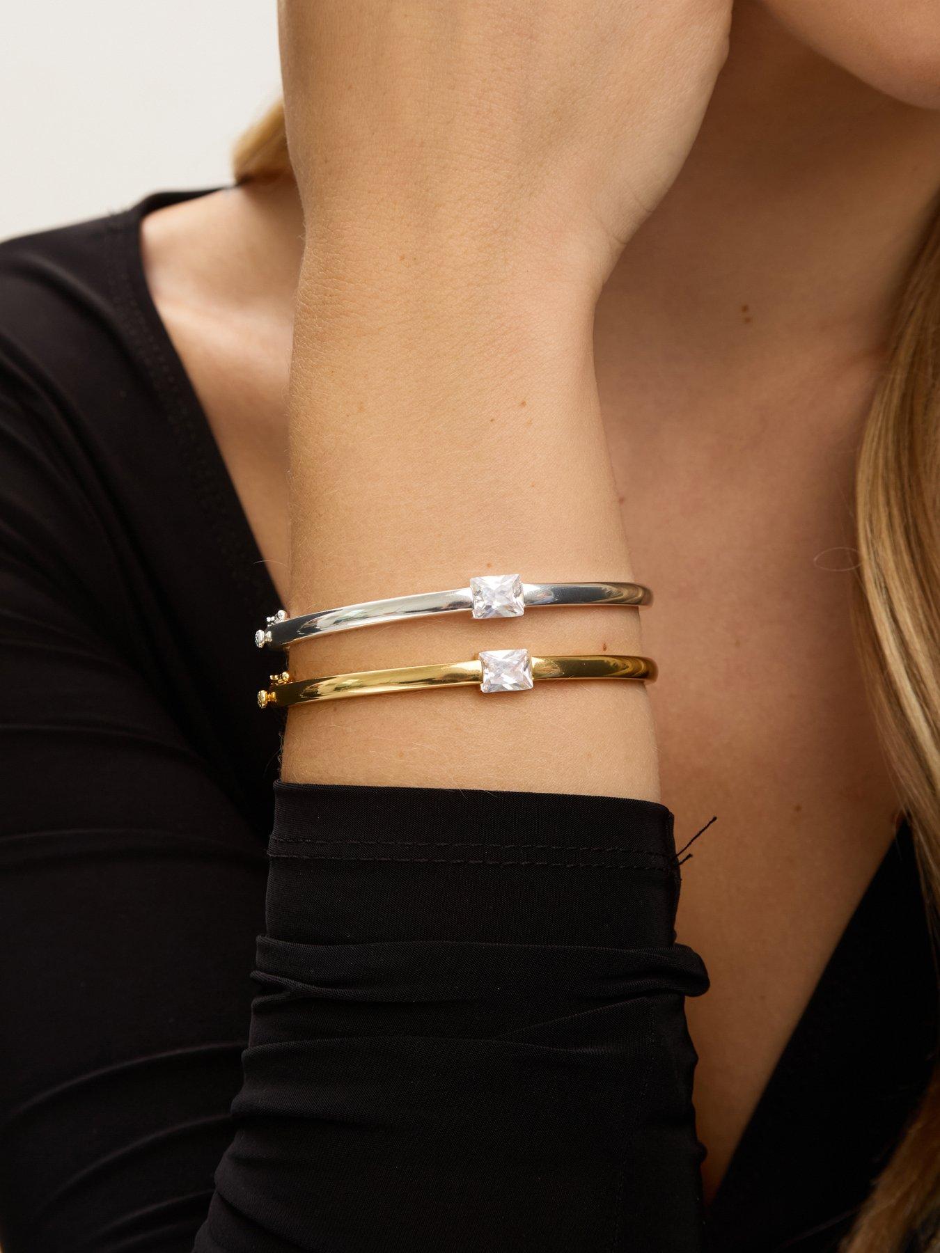Image 2 of 3 of Jon Richard Jon Richard Silver Plated And Cubic Zirconia Polished Bangle
