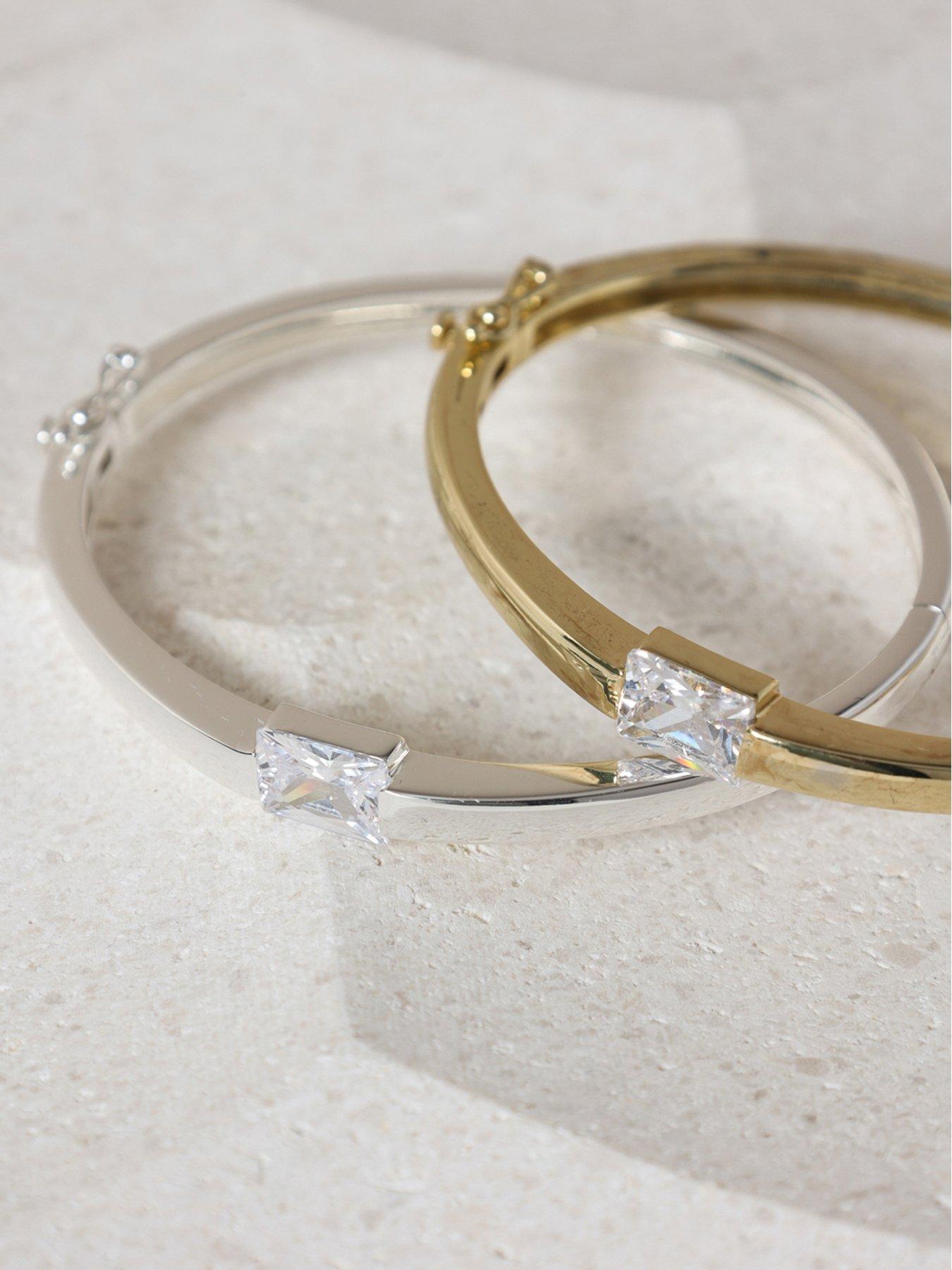 Image 3 of 3 of Jon Richard Jon Richard Silver Plated And Cubic Zirconia Polished Bangle