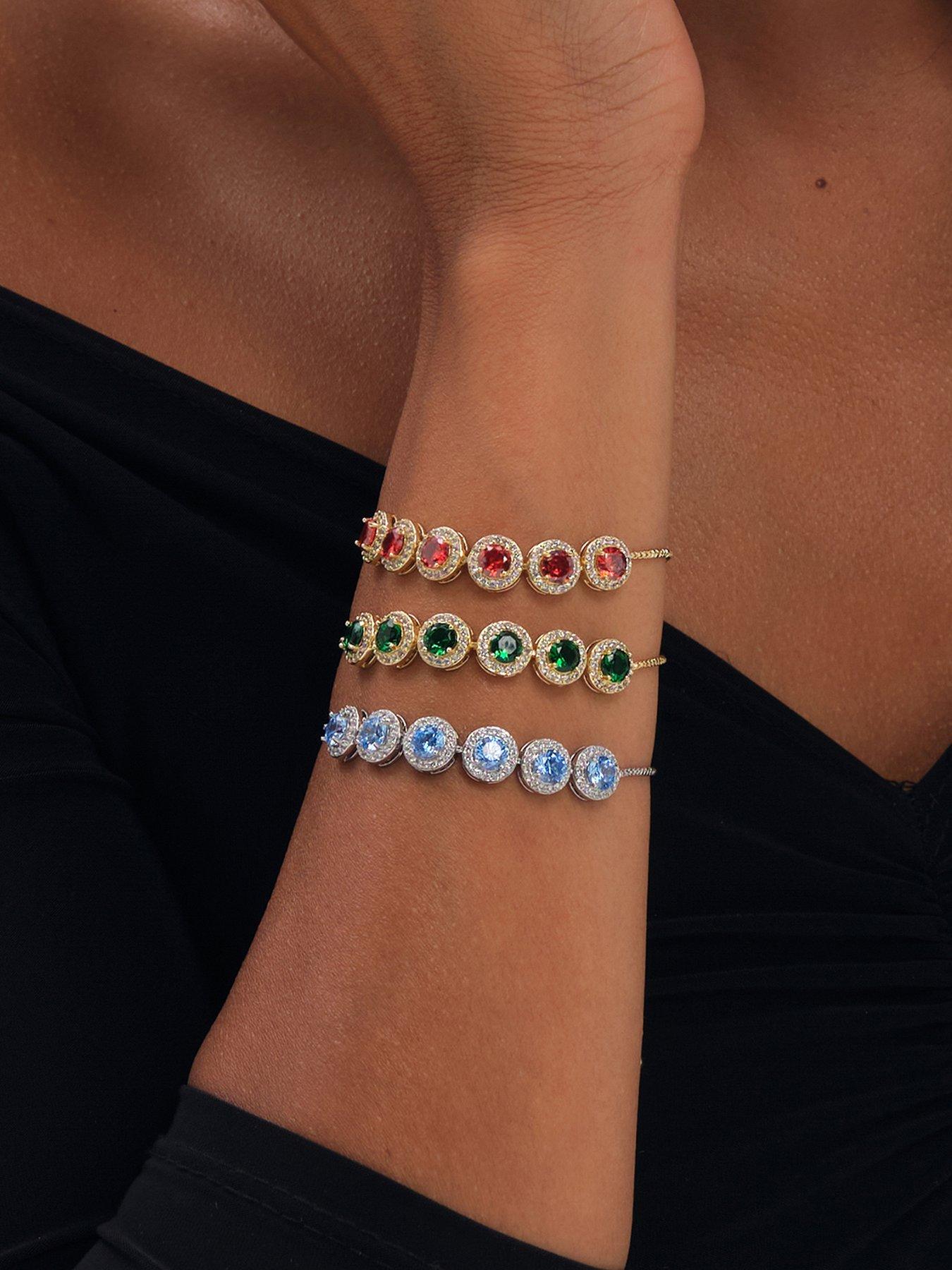 Jon Richard Rhodium Plated Sapphire Toggle Bracelet