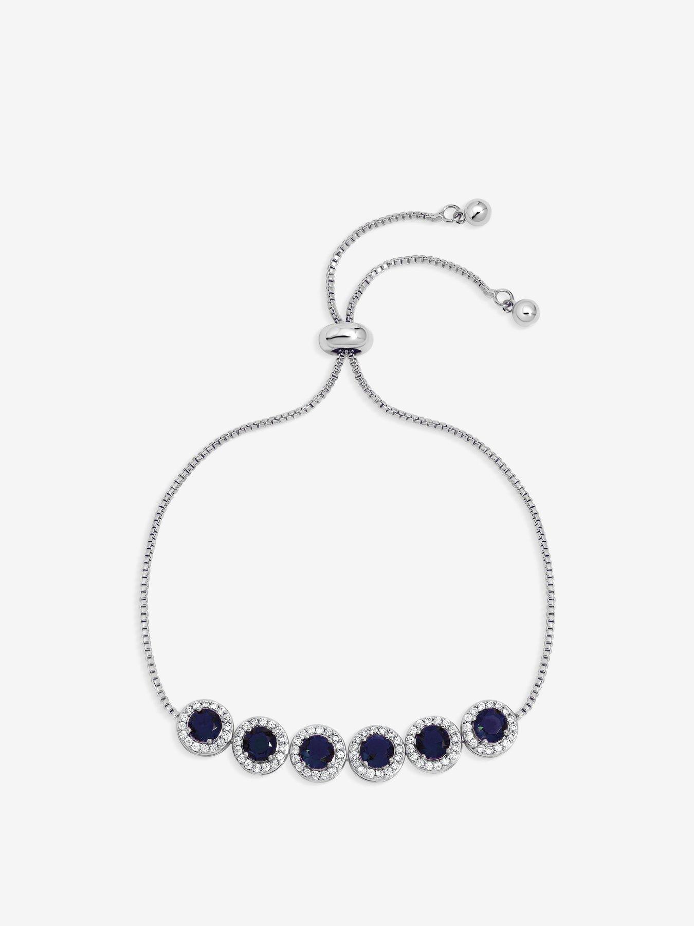 Image 2 of 4 of Jon Richard Rhodium Plated Sapphire Toggle Bracelet
