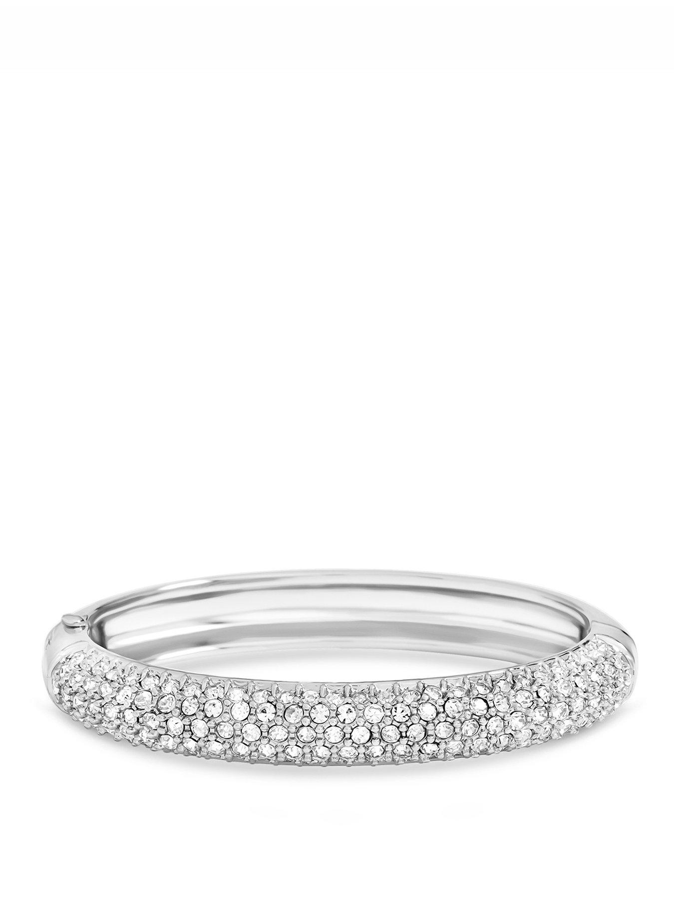 Jon Richard Jon Richard Rhodium Plated Pave Bangle