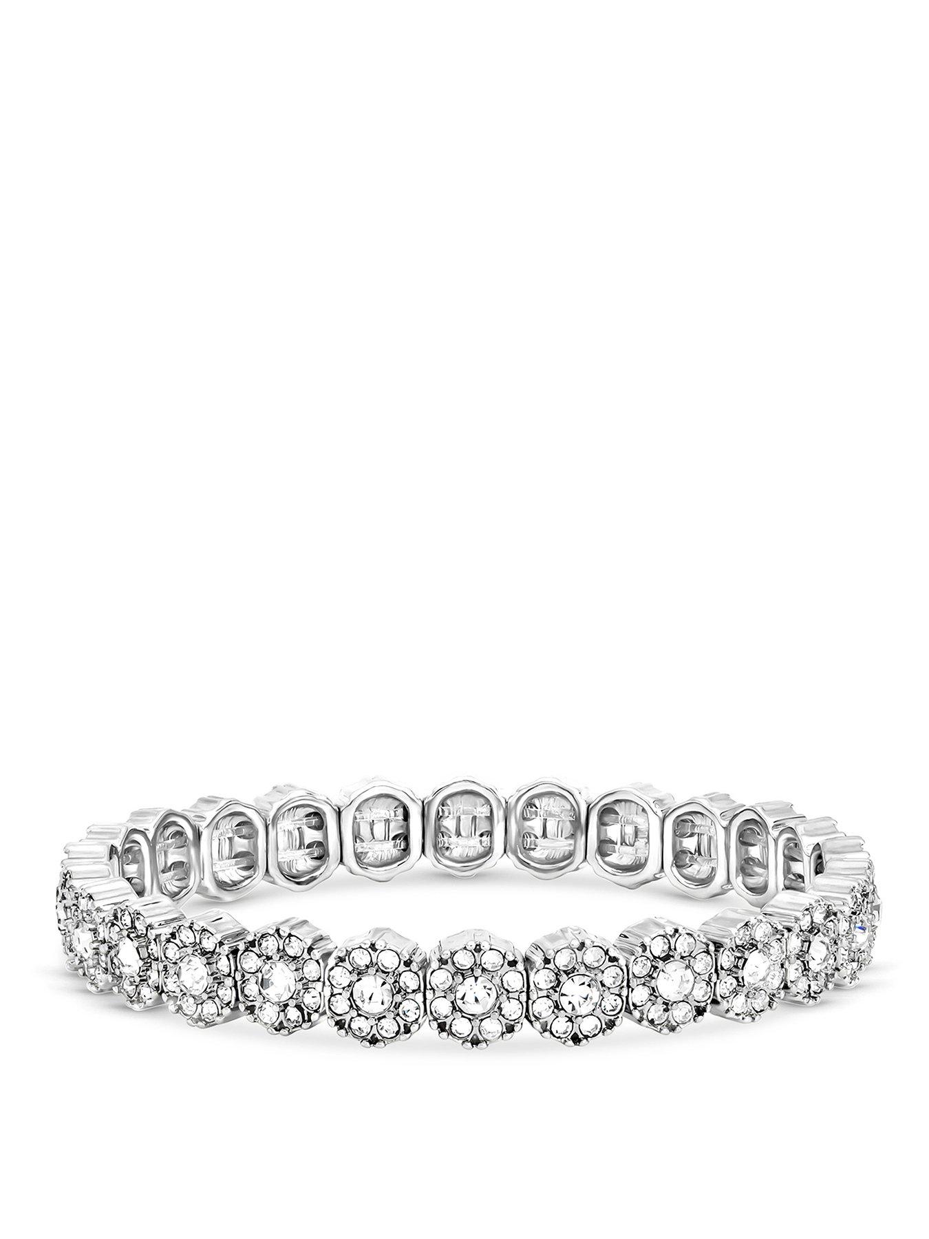 Jon Richard Jon Richard Silver Plated Crystal Stretch Bracelet
