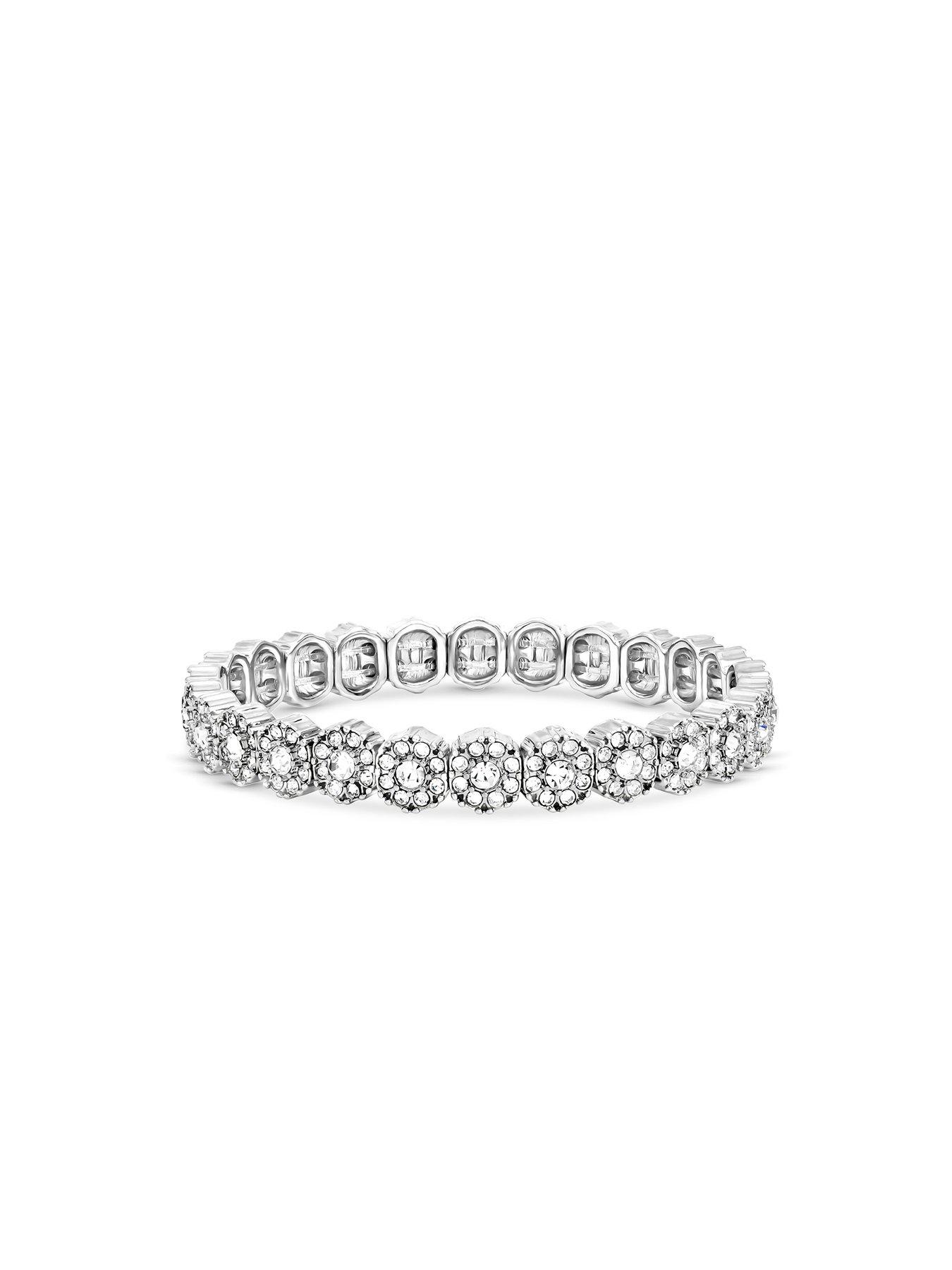 Image 2 of 3 of Jon Richard Silver Plated Crystal Stretch Bracelet
