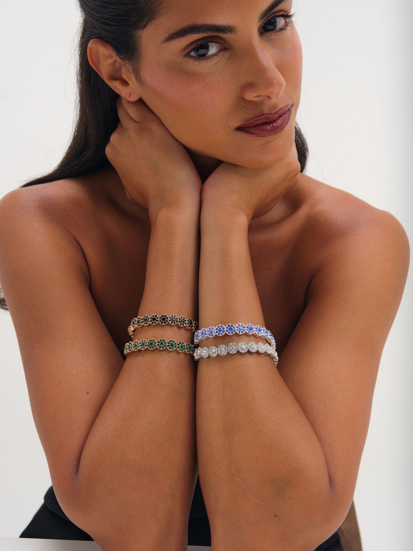 Image 3 of 3 of Jon Richard Silver Plated Crystal Stretch Bracelet