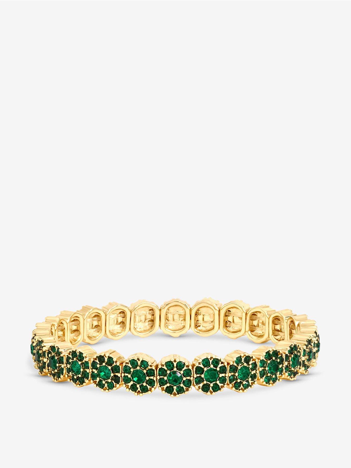 Jon Richard Gold Plated And Emerald Stretch Bracelet