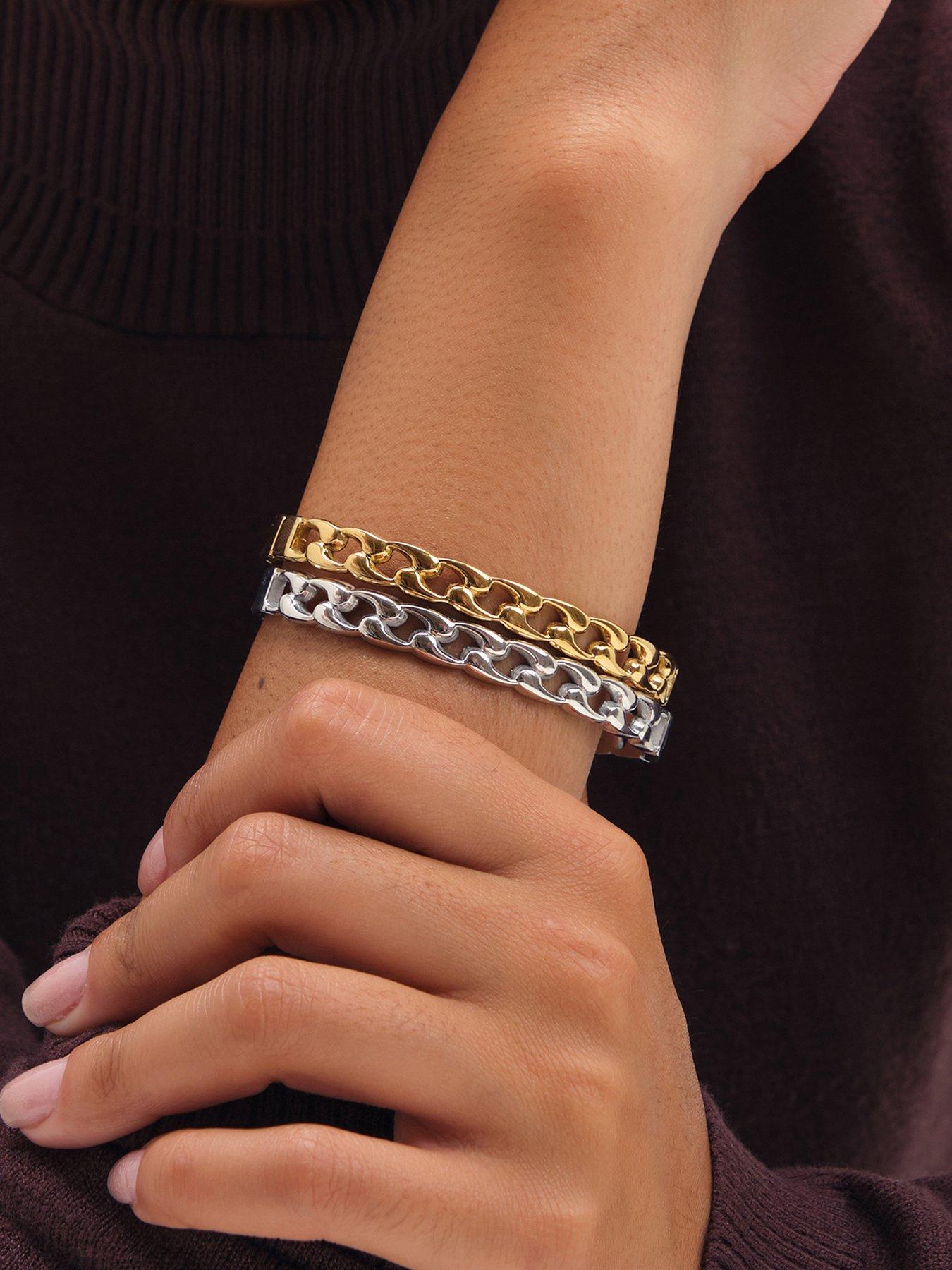 Image 1 of 3 of Jon Richard Silver Plated Chain Stainless Steel Bangle