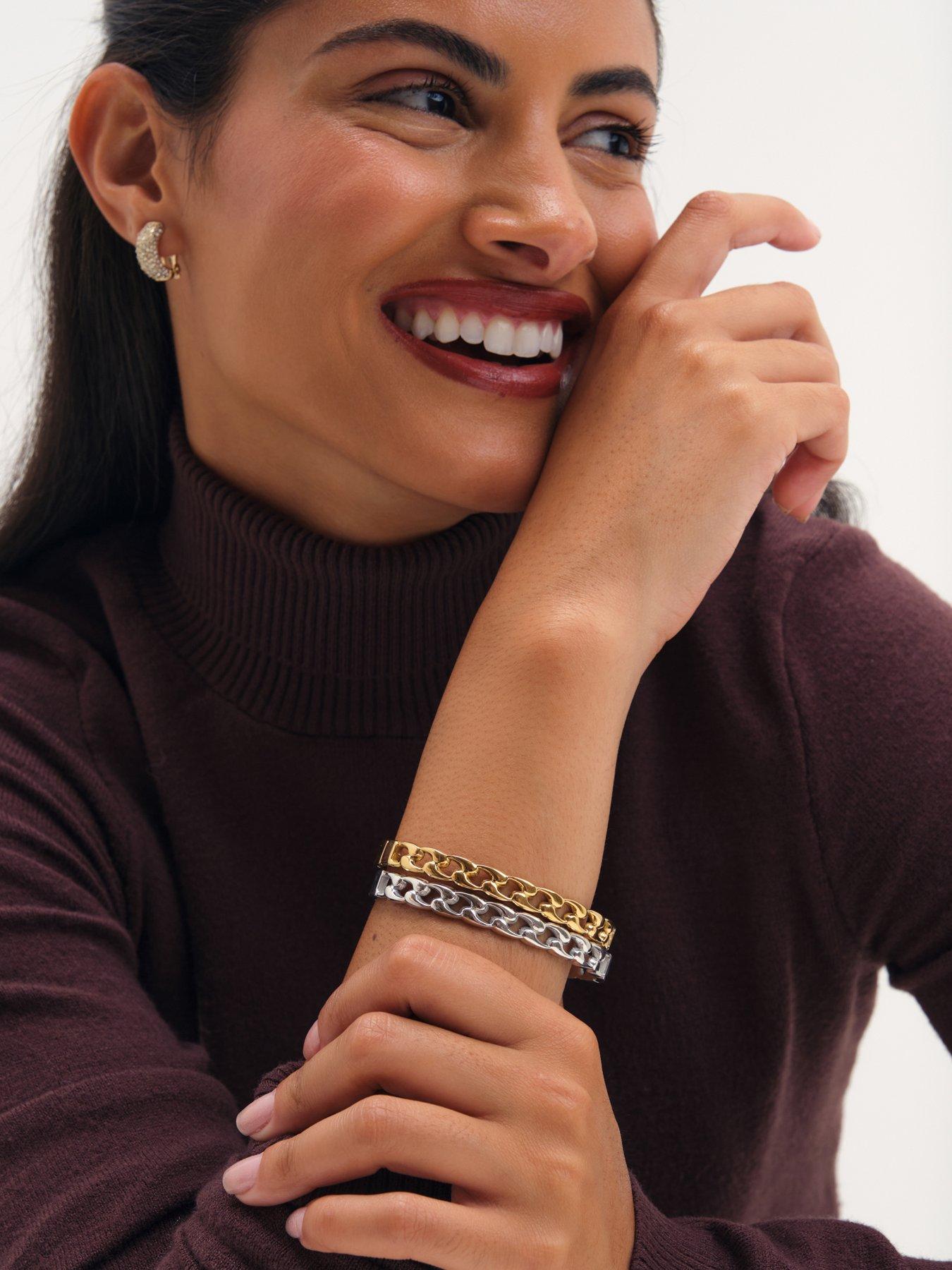 Image 3 of 3 of Jon Richard Silver Plated Chain Stainless Steel Bangle