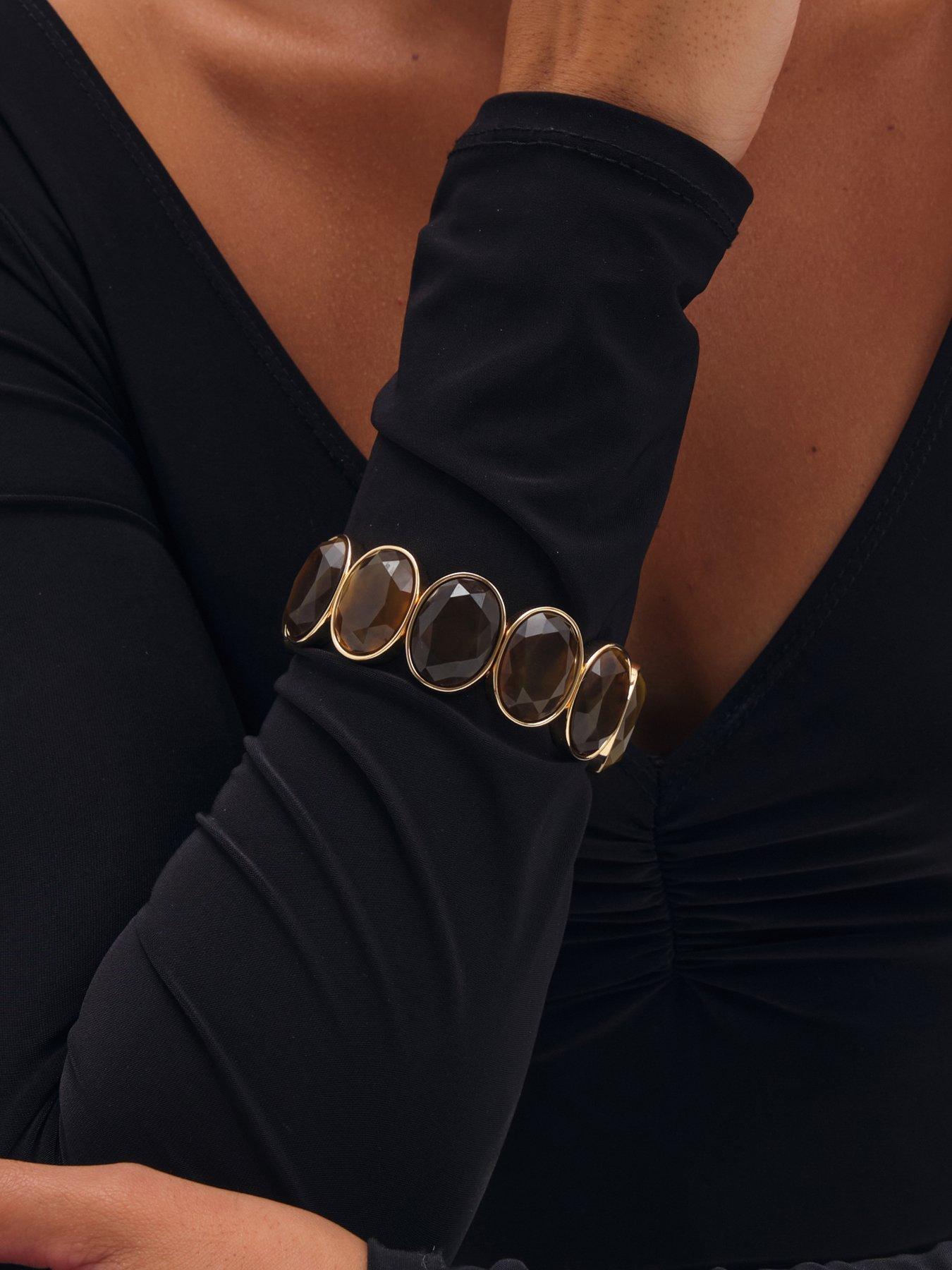 Image 2 of 3 of Mood Gold Plated Brown Statement Stretch Bracelet
