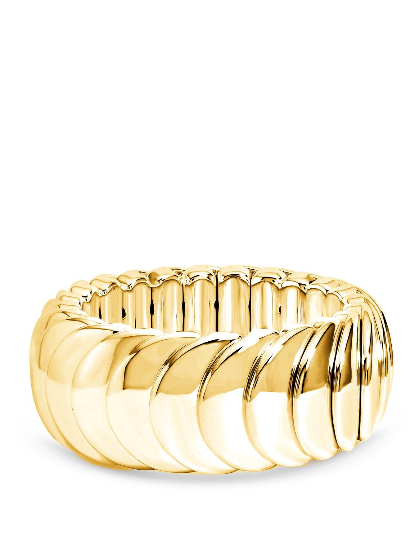 Mood Mood Gold Plated And Polished Statement Stretch Bracelet