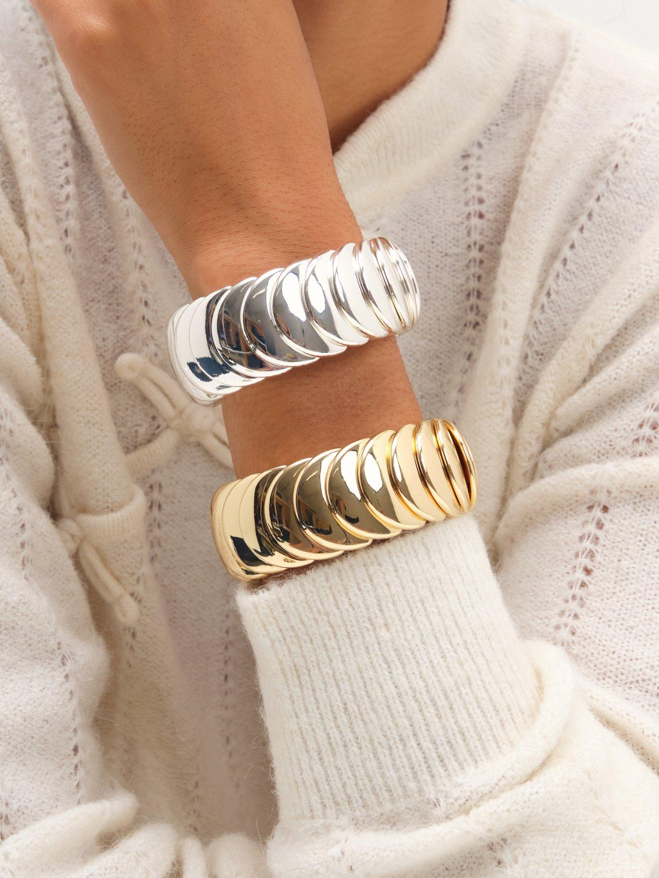 Image 2 of 3 of Mood Gold Plated And Polished Statement Stretch Bracelet