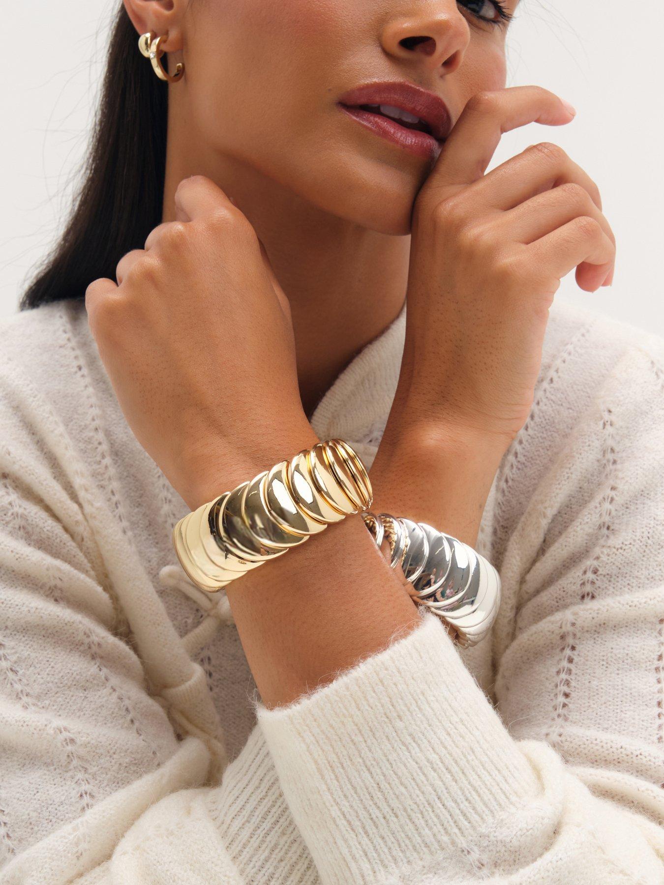 Image 3 of 3 of Mood Gold Plated And Polished Statement Stretch Bracelet
