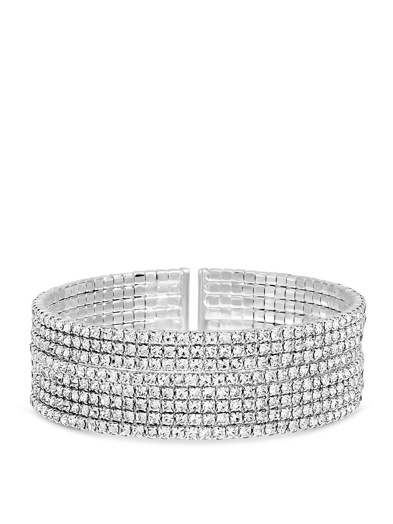 Mood Mood Silver Crystal Cuff Bracelet