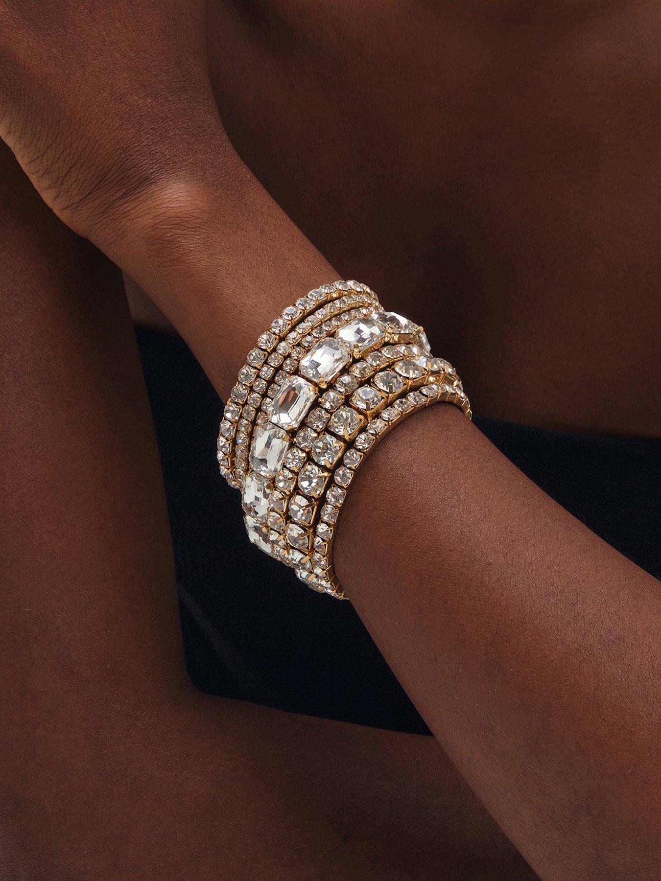 Mood Silver Crystal Statement Multi Pack Bracelet