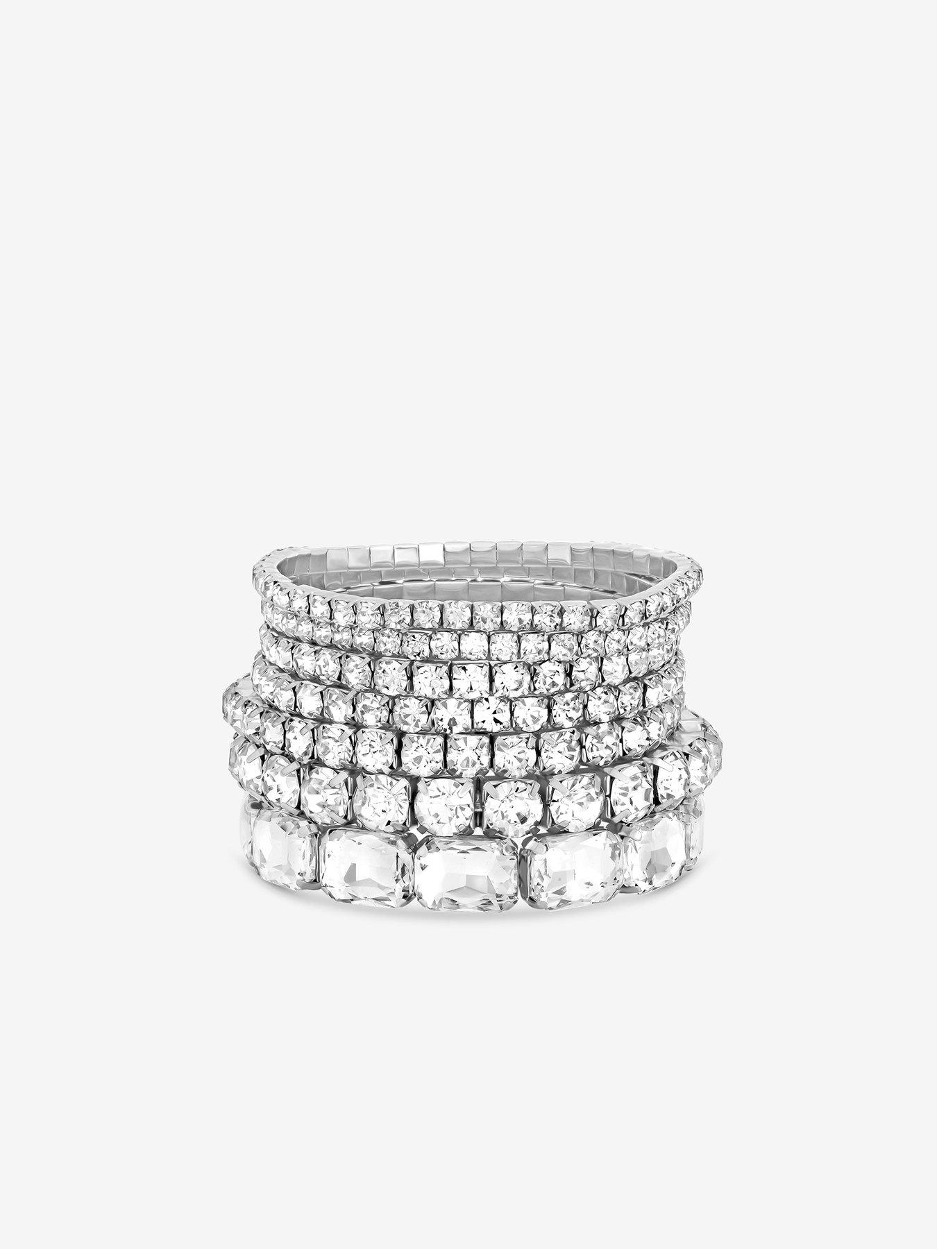 Image 2 of 3 of Mood Silver Crystal Statement Multi Pack Bracelet