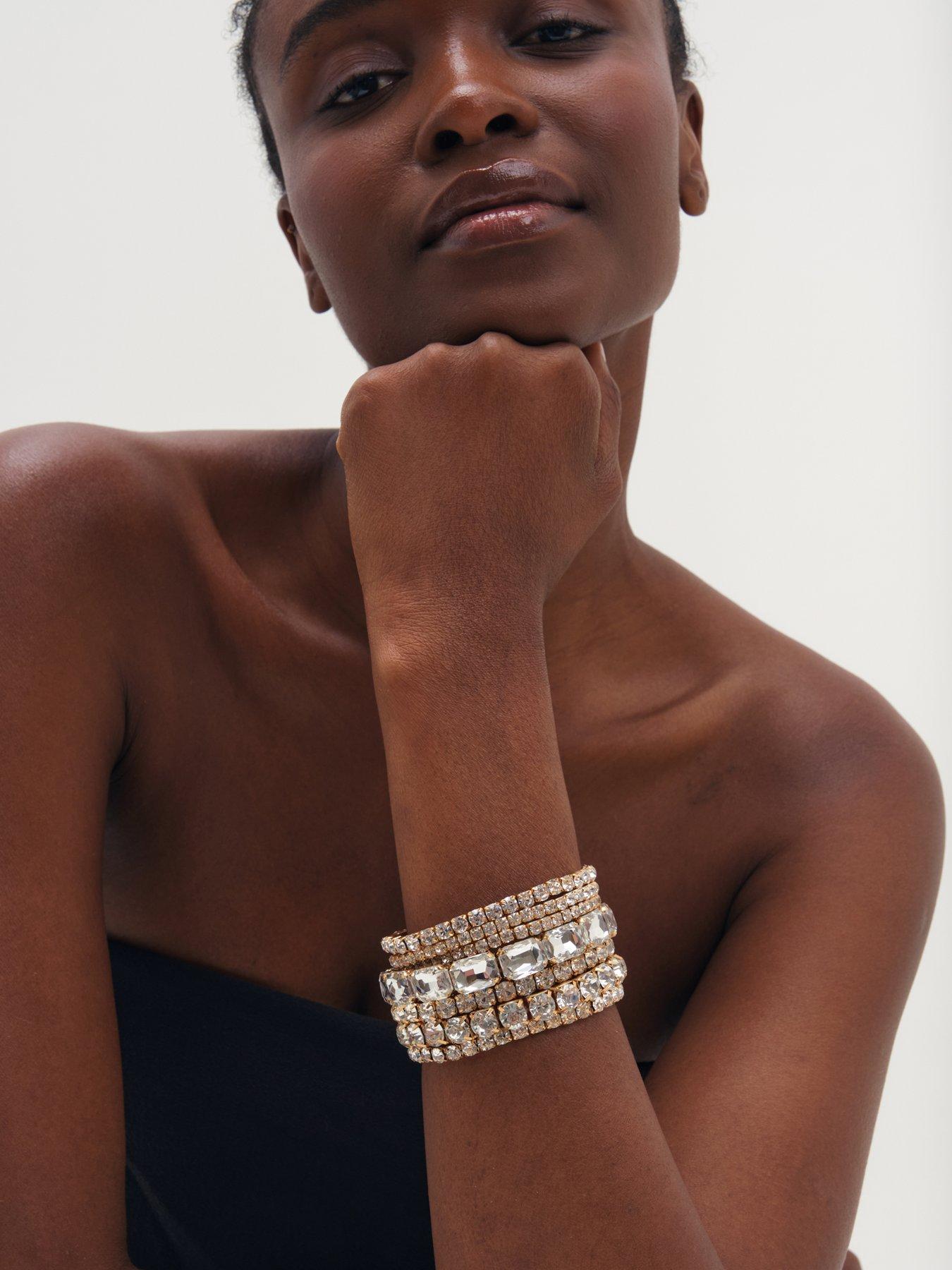 Image 3 of 3 of Mood Silver Crystal Statement Multi Pack Bracelet
