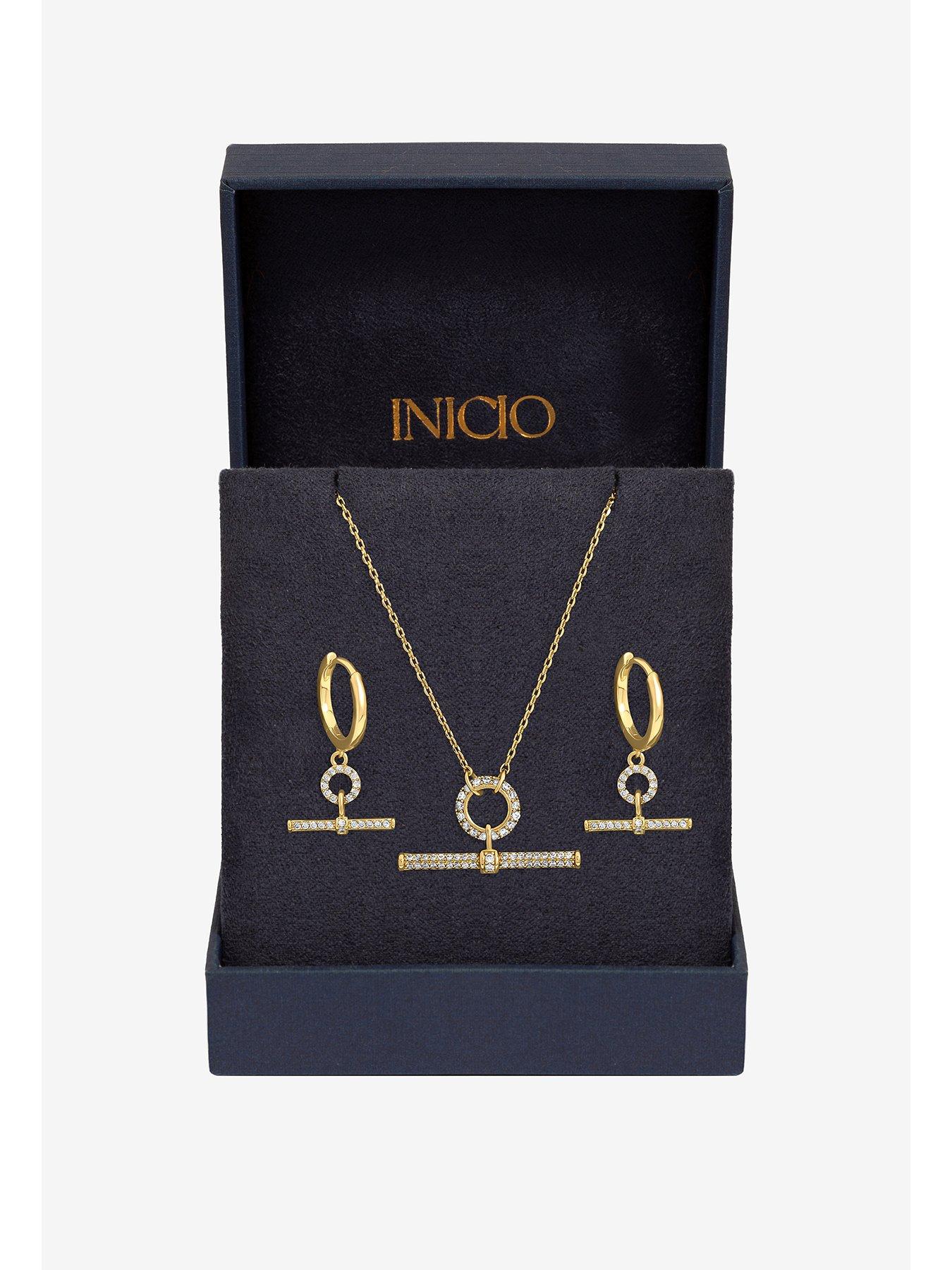 Image 1 of 2 of Inicio Gold Pave T-Bar Set - Gift Box