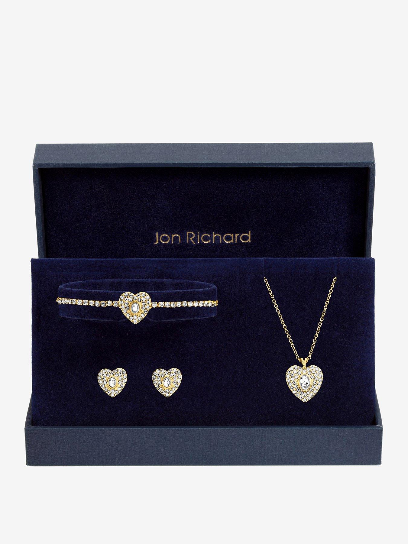 Jon Richard Jon Richard Gold Plated And Crystal Heart Trio Set - Gift Box