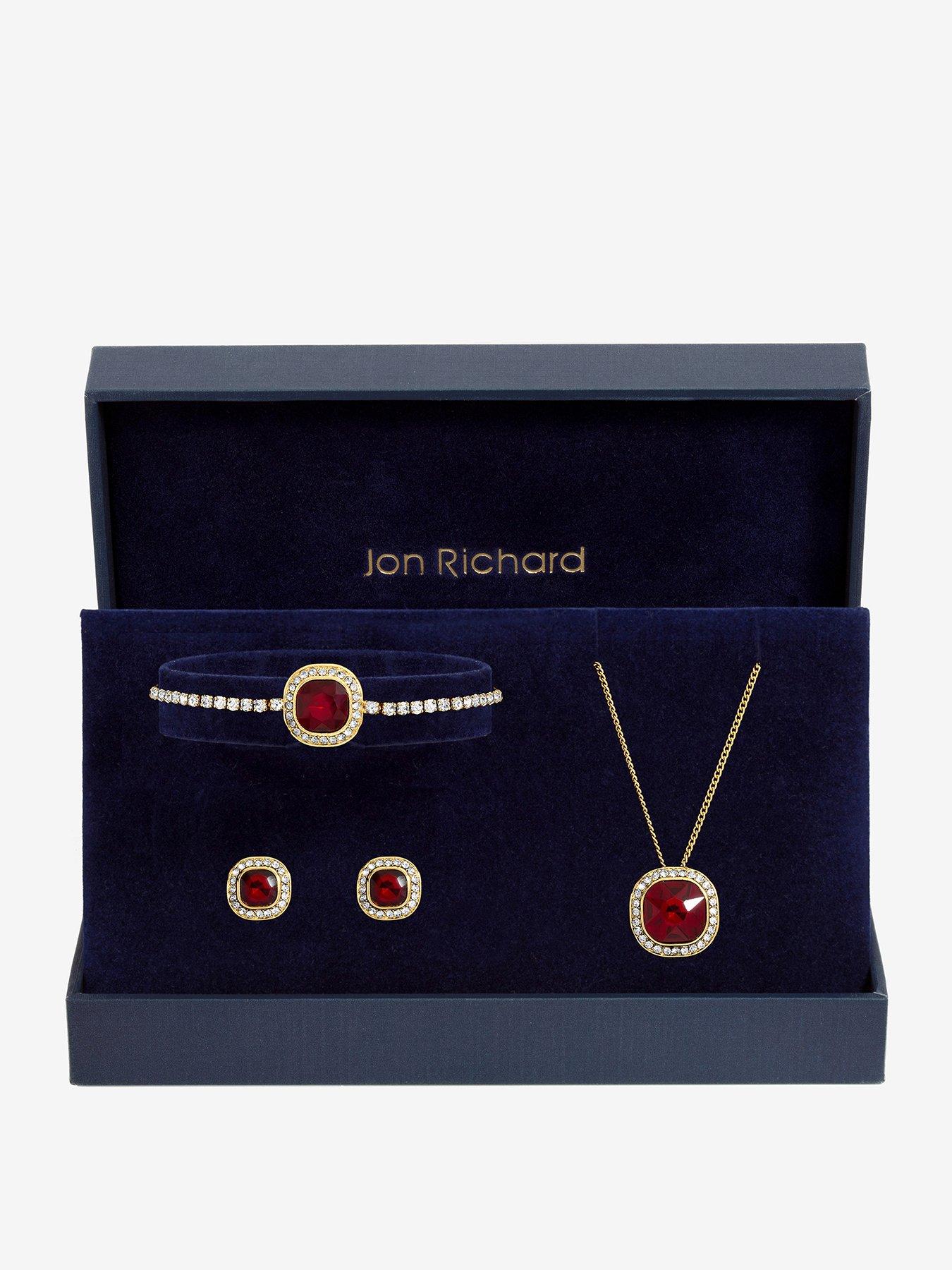 Jon Richard Jon Richard Gold Plated And Garnet Crystal Trio Set - Gift Box