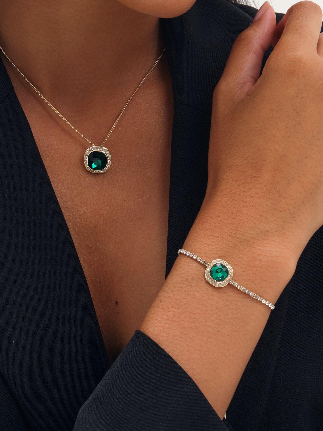 Image 3 of 4 of Jon Richard Gold Plated Emerald Crystal Trio Set - Gift Box