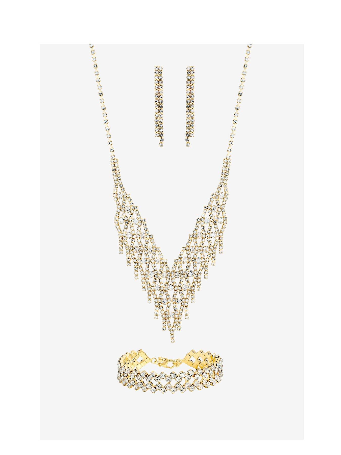 Mood Mood Gold Crystal Three Piece Diamante Set