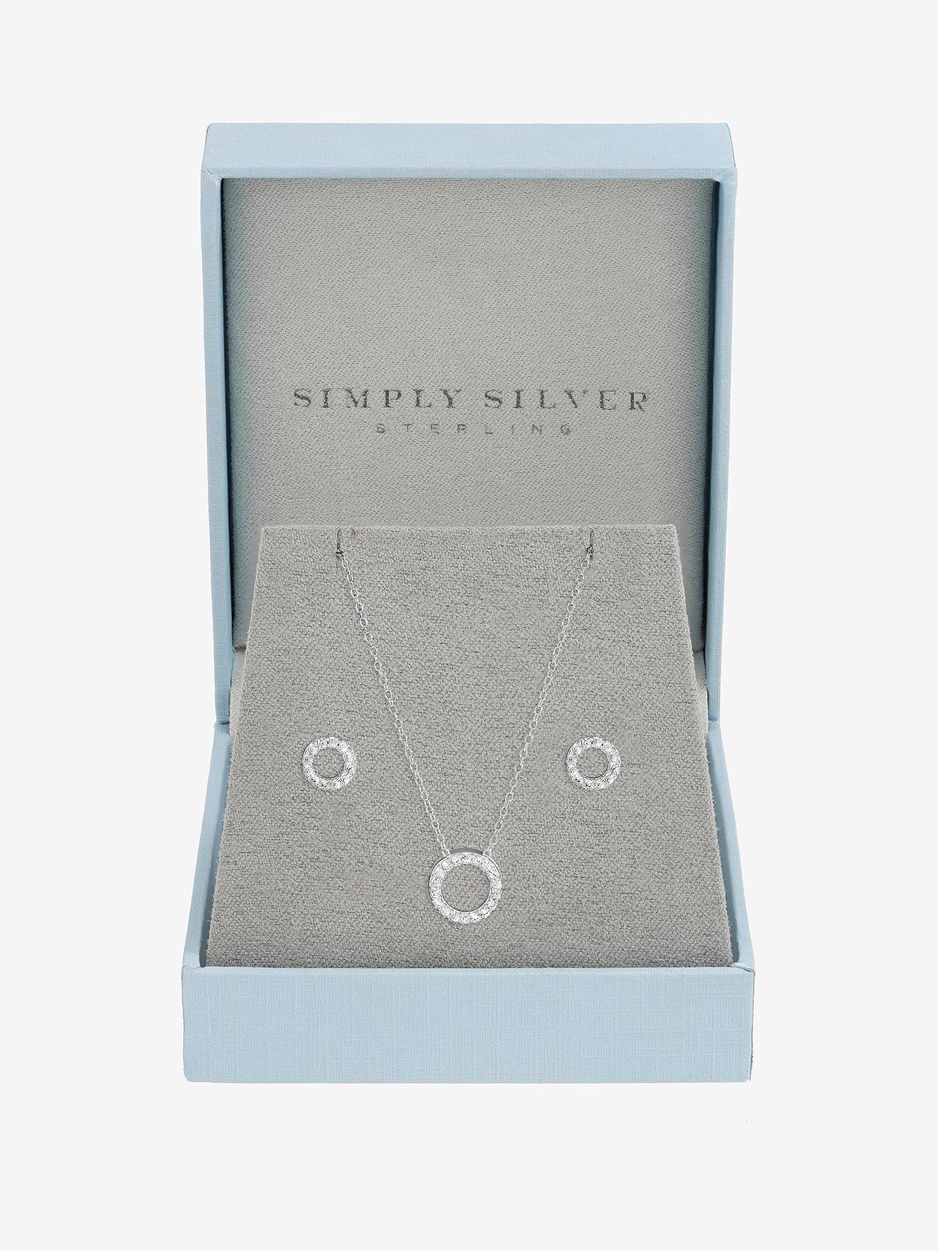 Image 1 of 4 of Jon Richard Simply Silver 925 Sterling Silver Open Circle Set - Gift Box