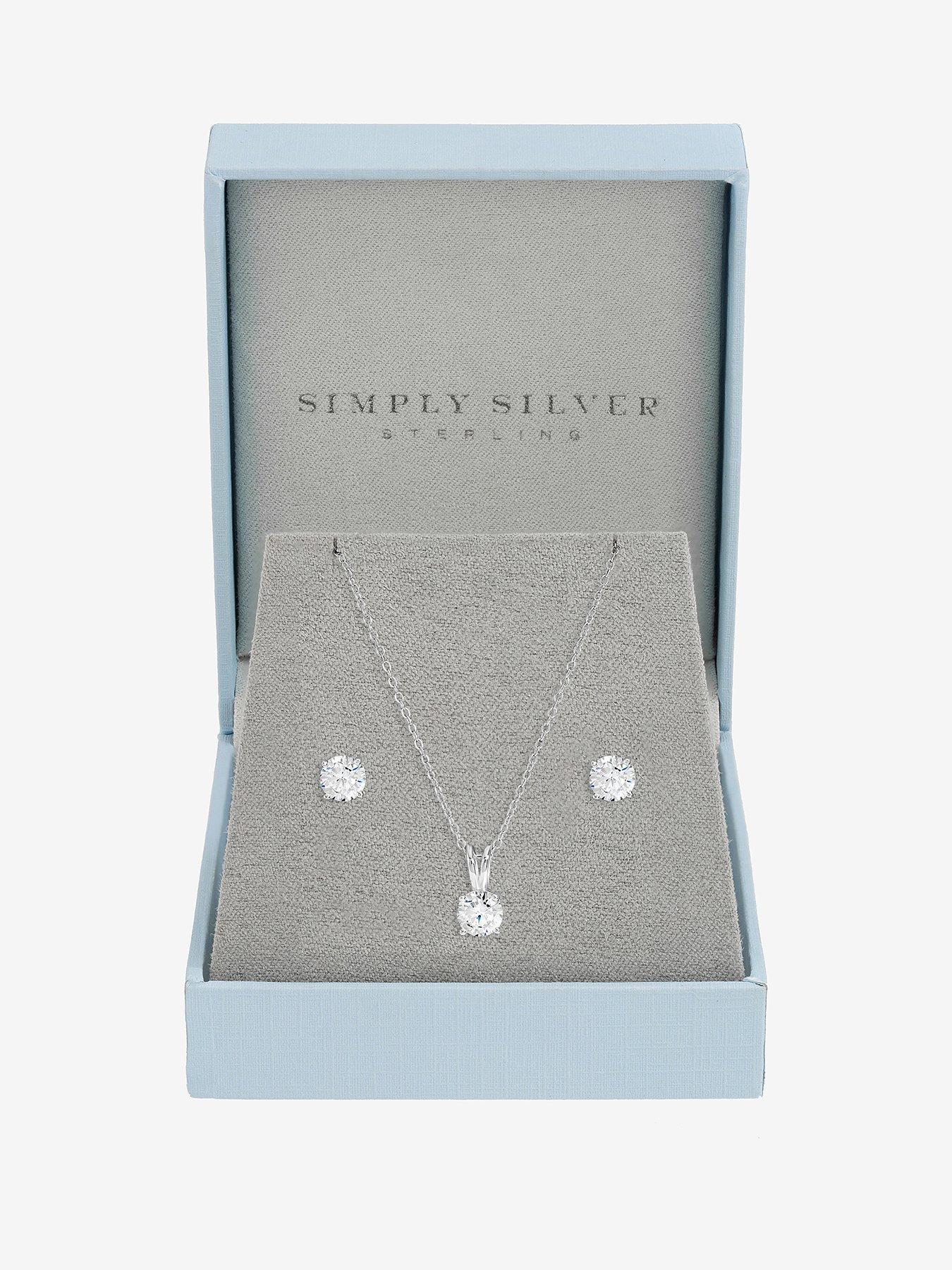 Image 1 of 2 of Jon Richard Simply Silver 925 Sterling Silver Solitaire Set - Gift Box