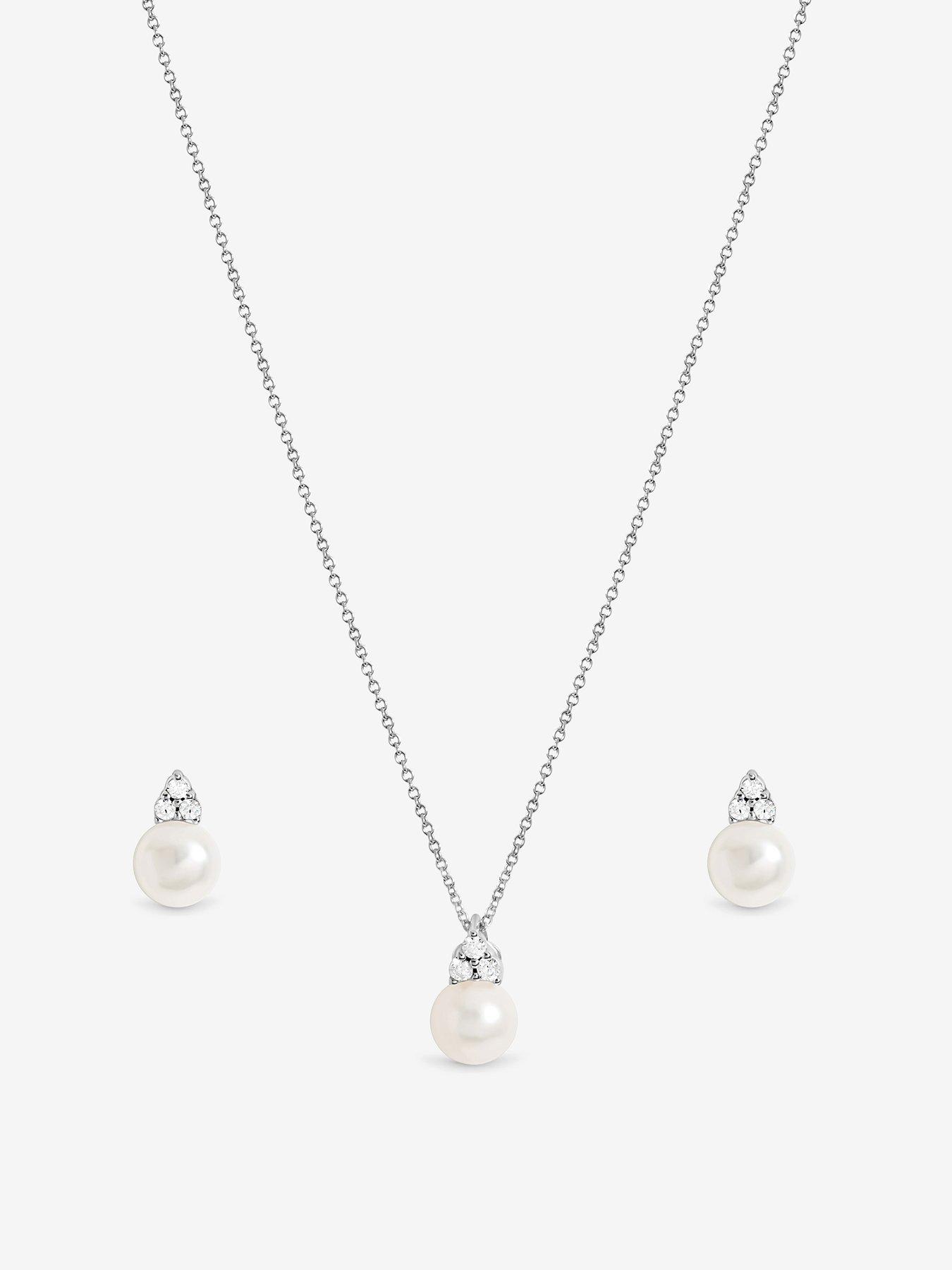 Image 2 of 4 of Simply Silver Simply Silver 925 Sterling Silver Freshwater Pearl Set - Gift Box