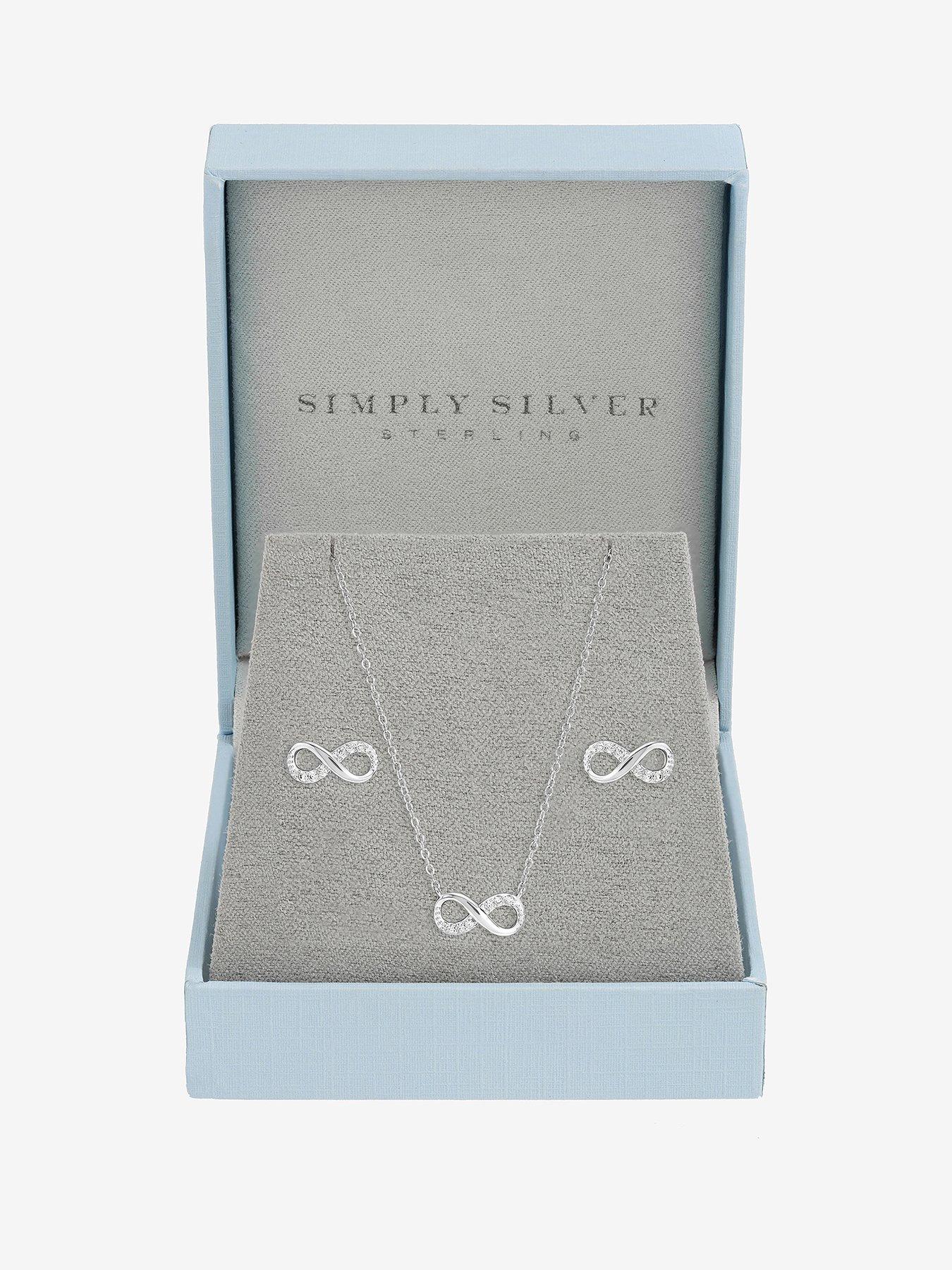 Image 1 of 2 of Jon Richard Simply Silver 925 Sterling Silver Pave Infinity Set - Gift Box