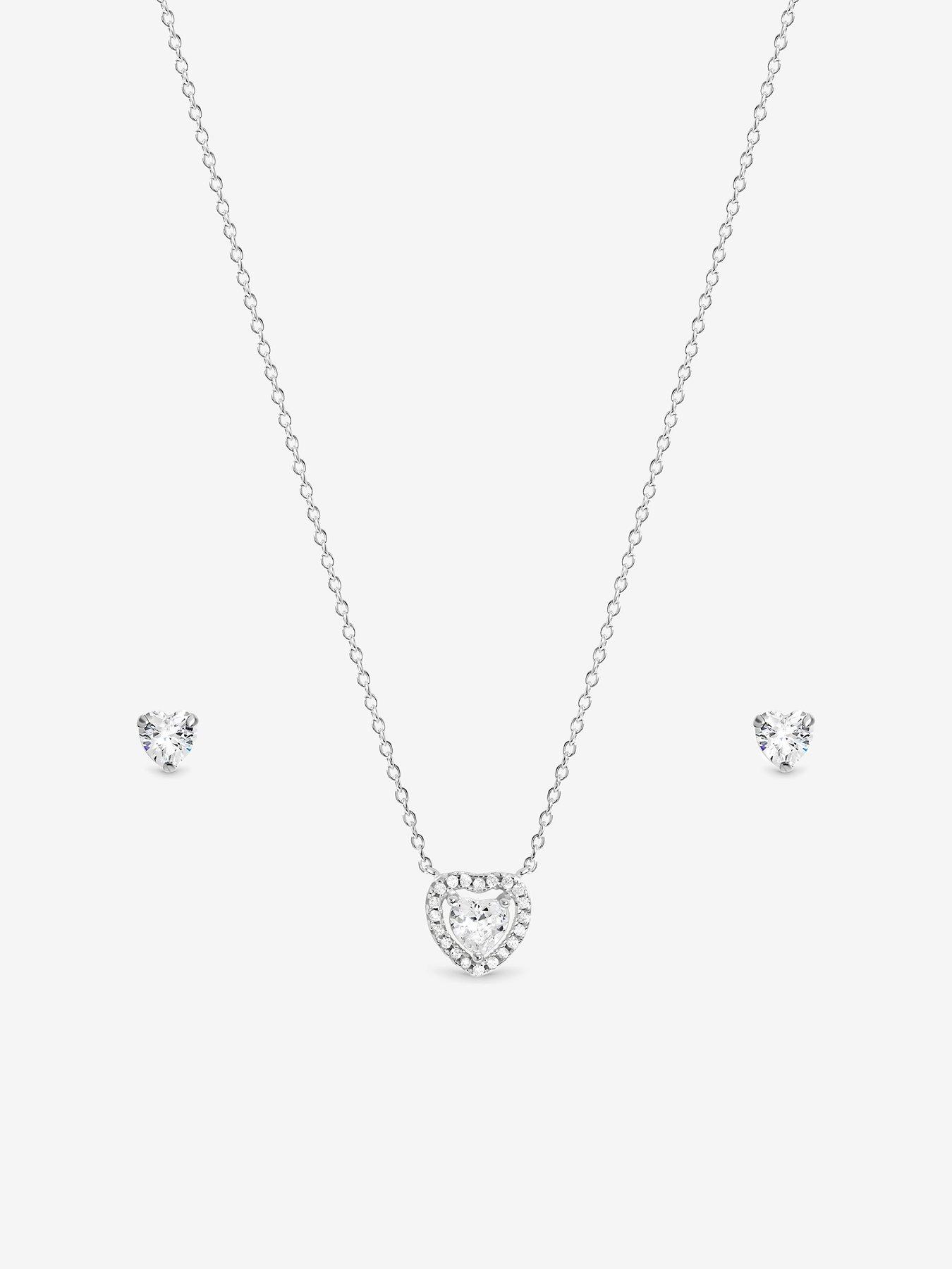 Image 2 of 2 of Jon Richard Simply Silver 925 Sterling Silver Halo Heart Set - Gift Box