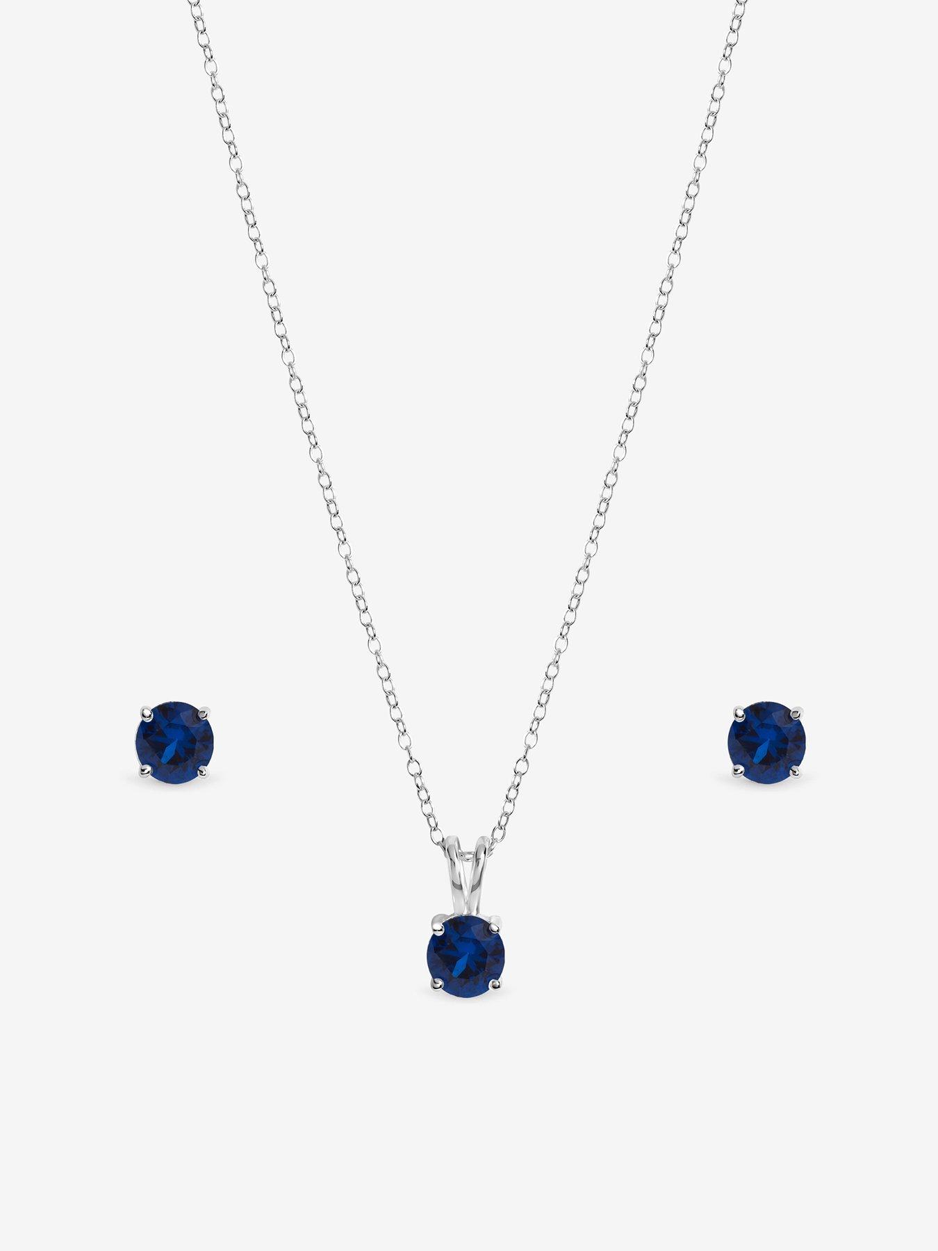 Image 2 of 2 of Jon Richard Simply Silver 925 Sterling Silver Sapphire Solitaire Set - Gift Box
