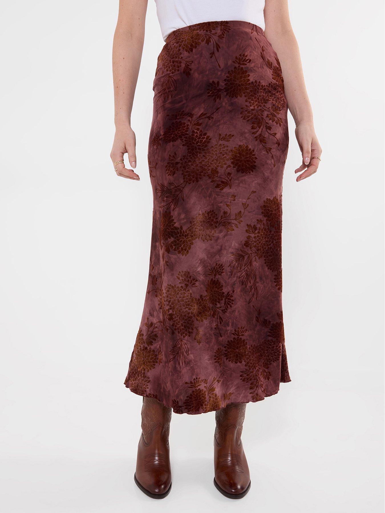 Joe Browns Floral Flocked Maxi Skirt With Washed Effect
