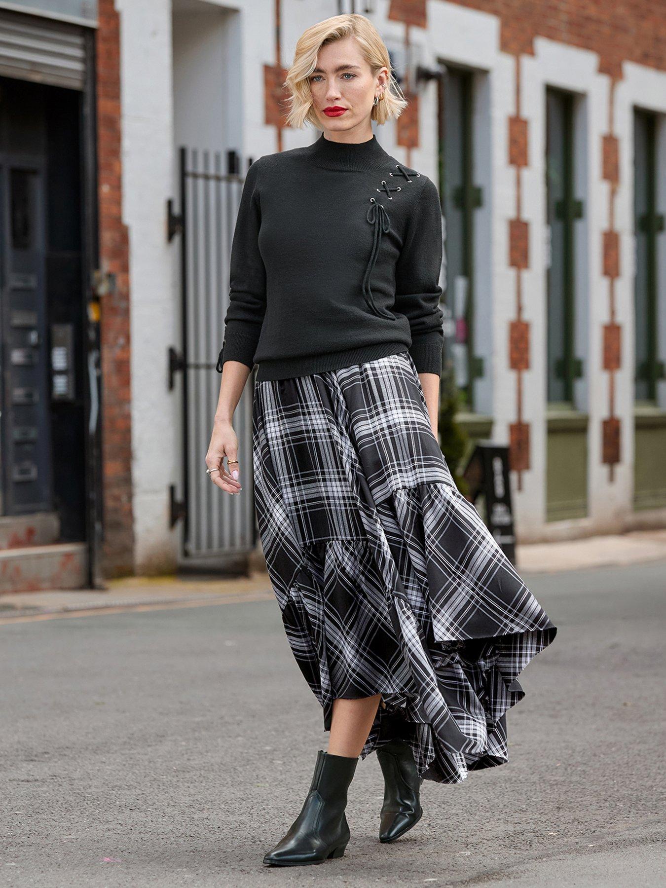 Image 5 of 7 of Joe Browns Checked Asymmetric Hem Maxi Skirt