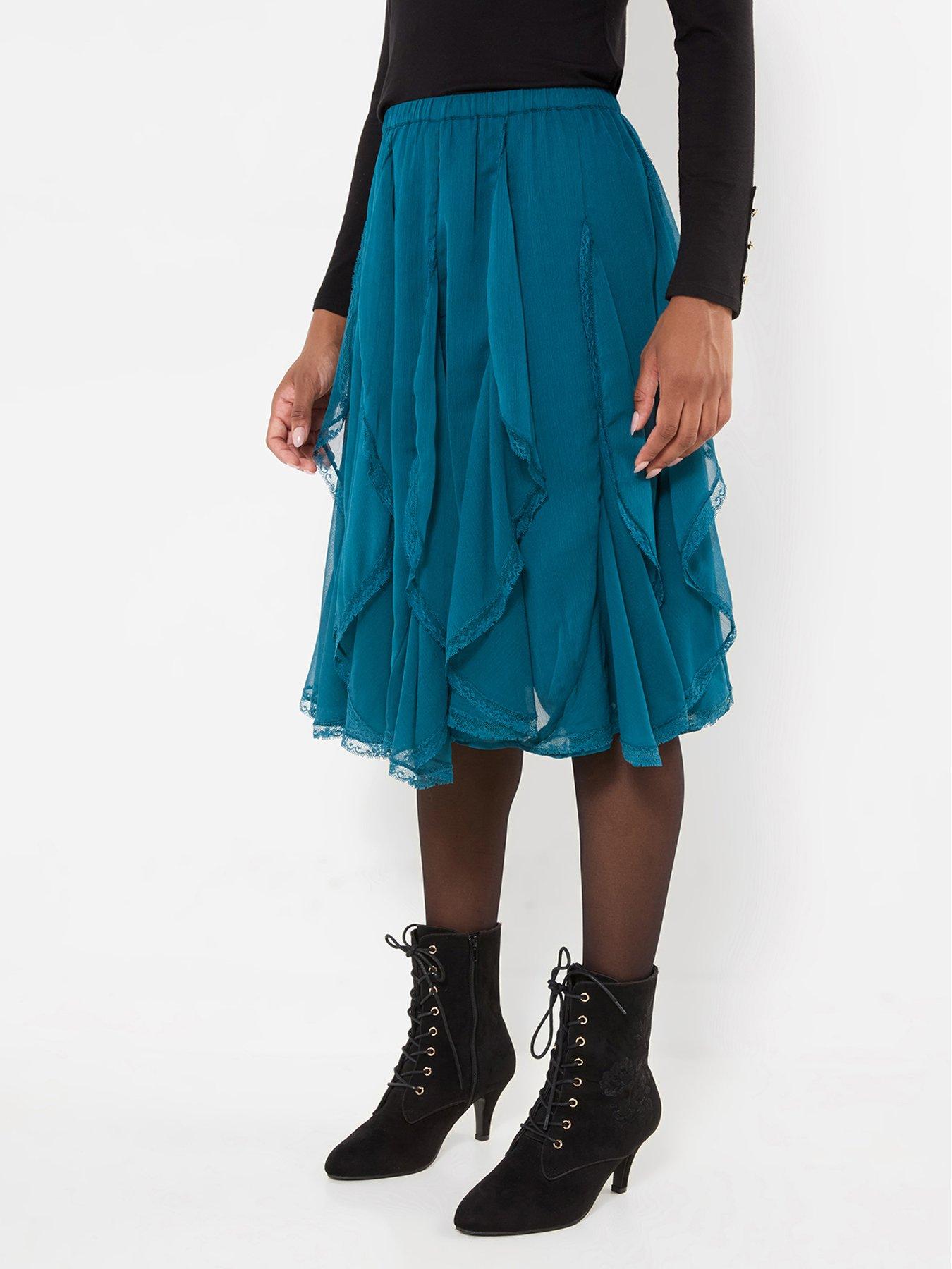 Joe Browns Ruffle Skirt Midi Skirt With Lace Detail