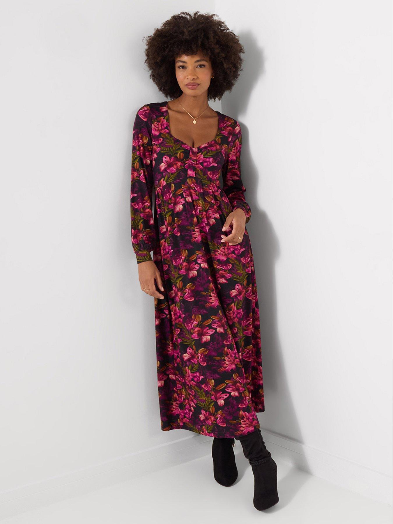 Joe Browns Lovely Lily Print Long Sleeve Jersey Midi Dress