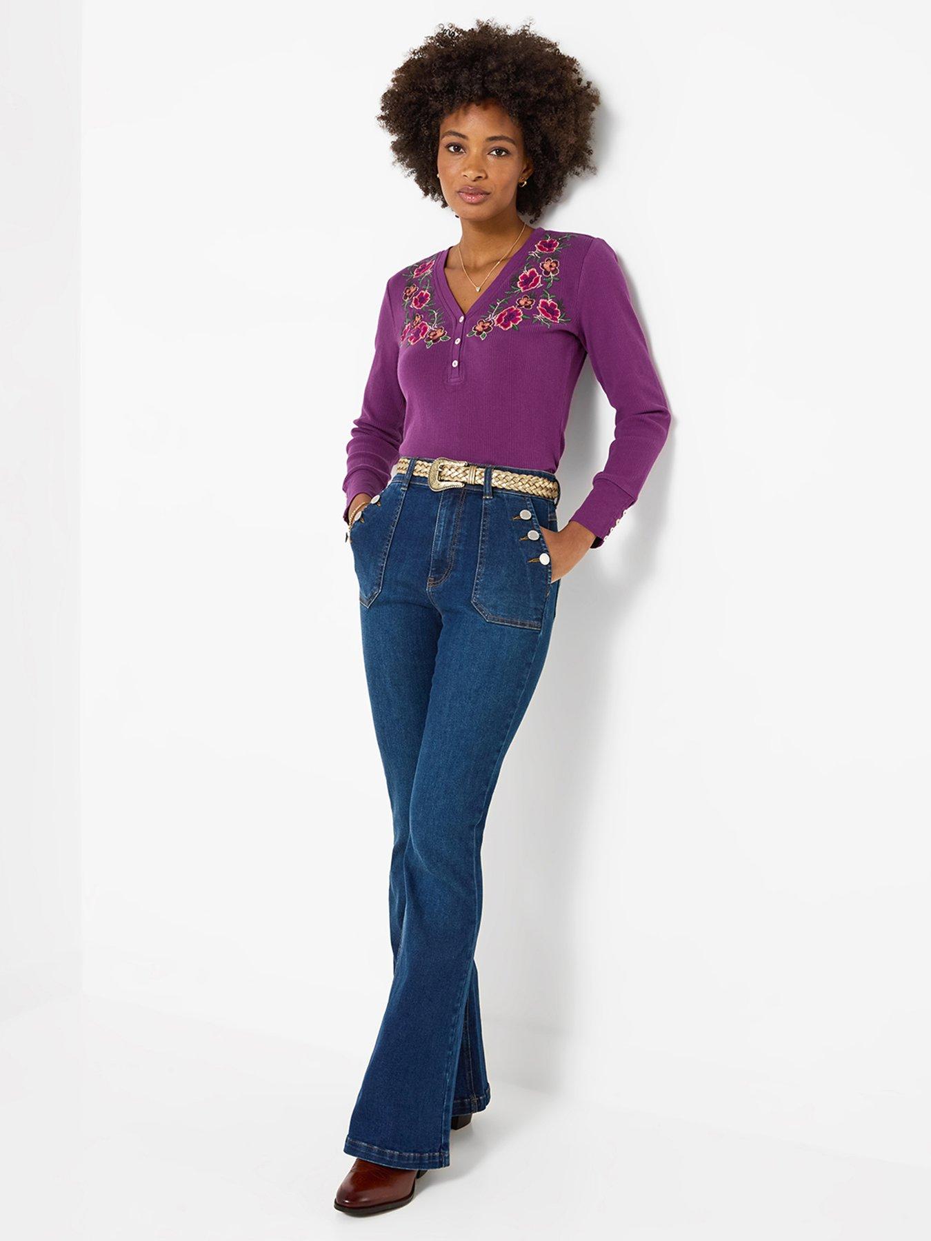 Image 3 of 5 of Joe Browns Floral Embroidered Jersey Henley Top